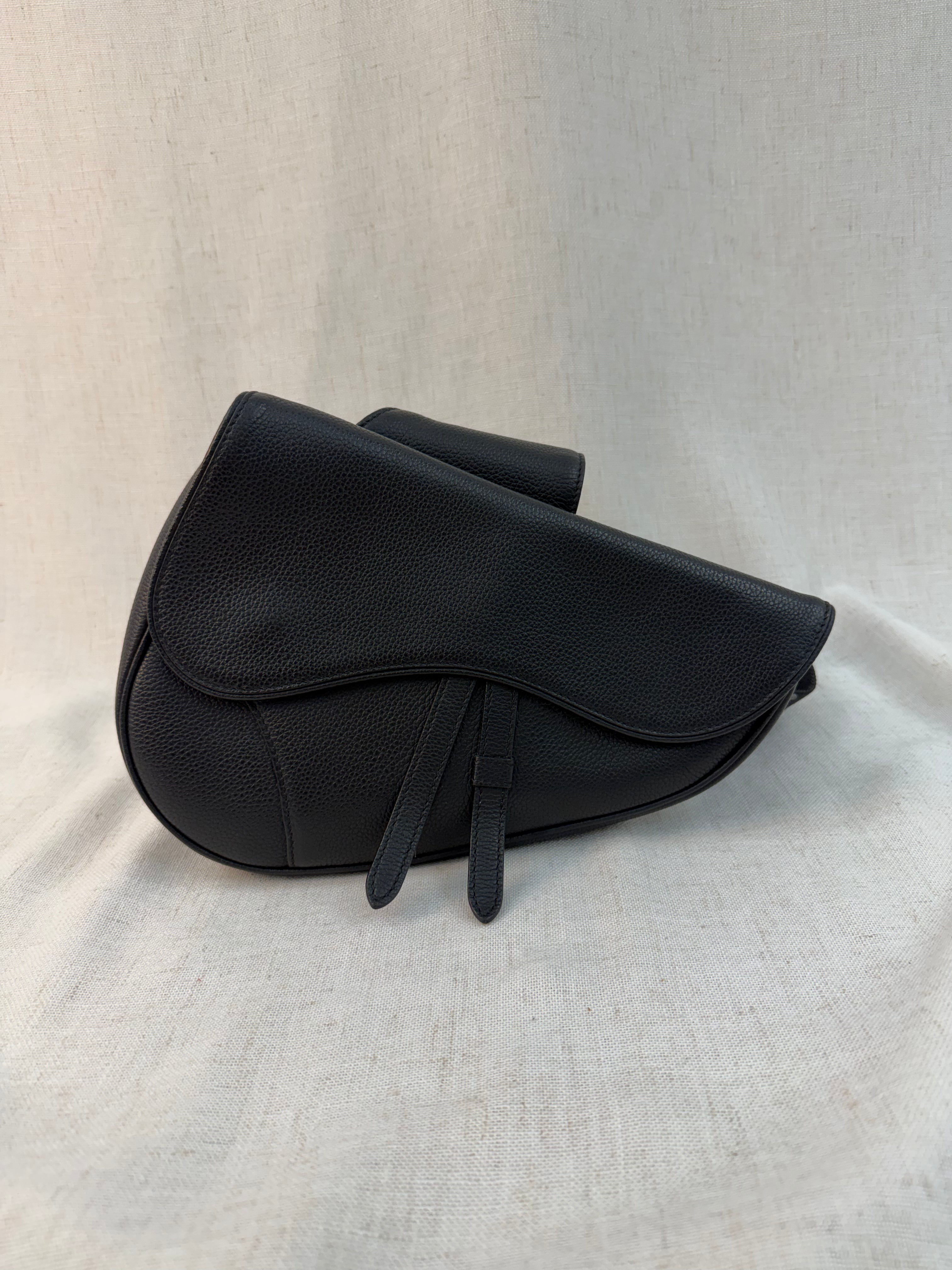 Christian Dior Black Leather Saddle Crossbody Bag
