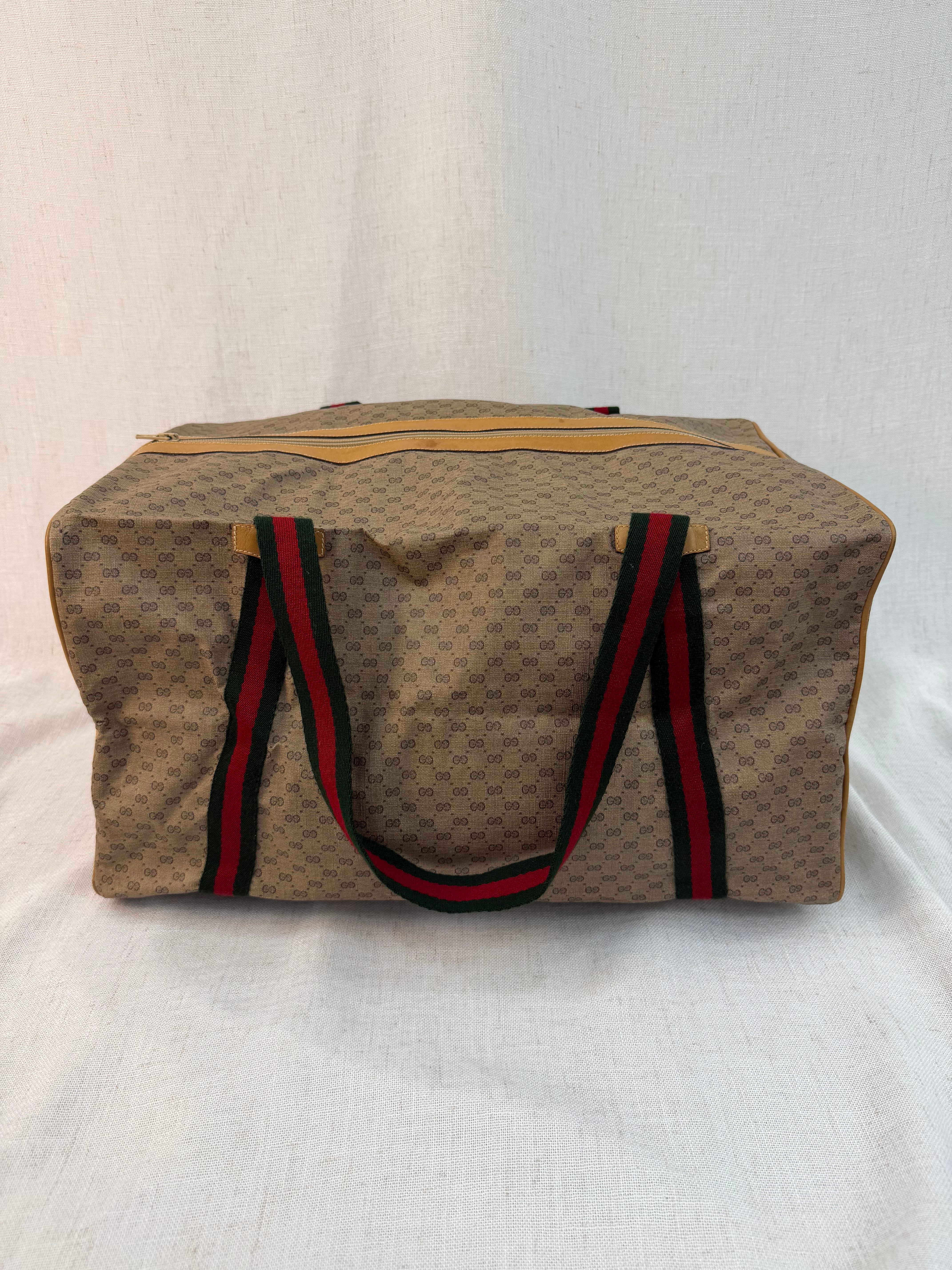 Gucci Brown Coated Canvas GG Print Duffle Bag