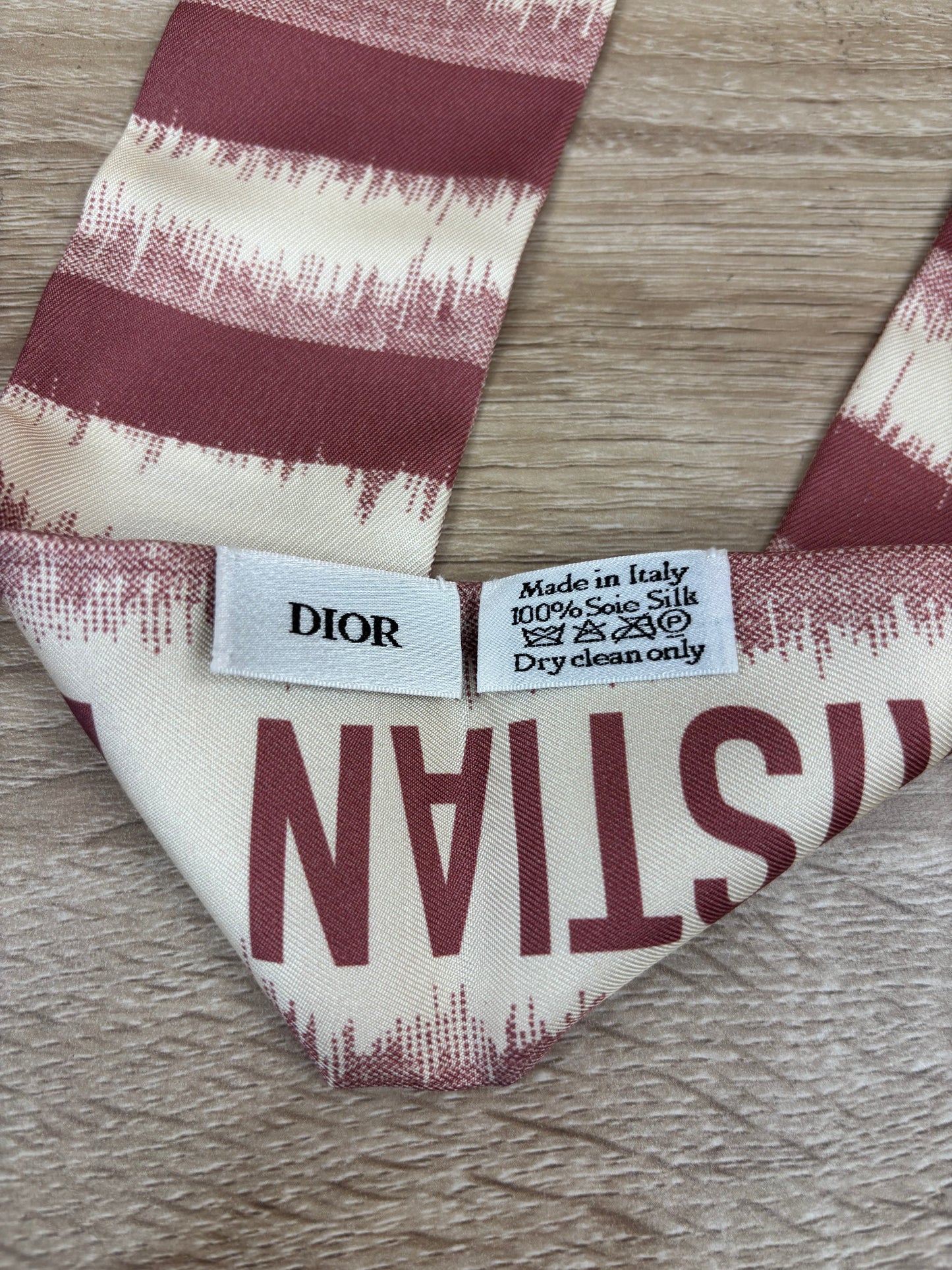 Christian Dior Pink And Ivory Silk Twilly
