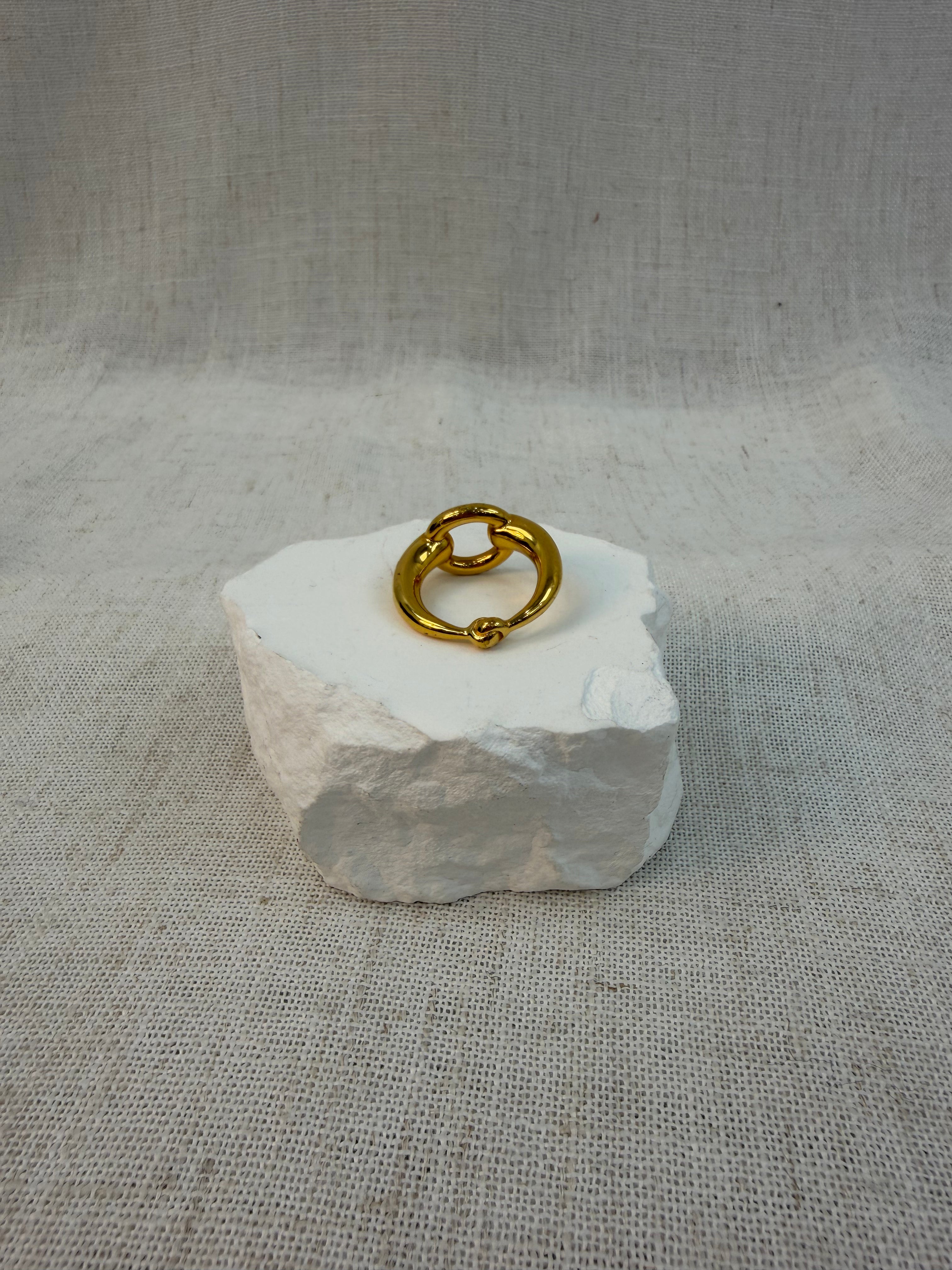 Hermes Gold Circle Scarf Ring
