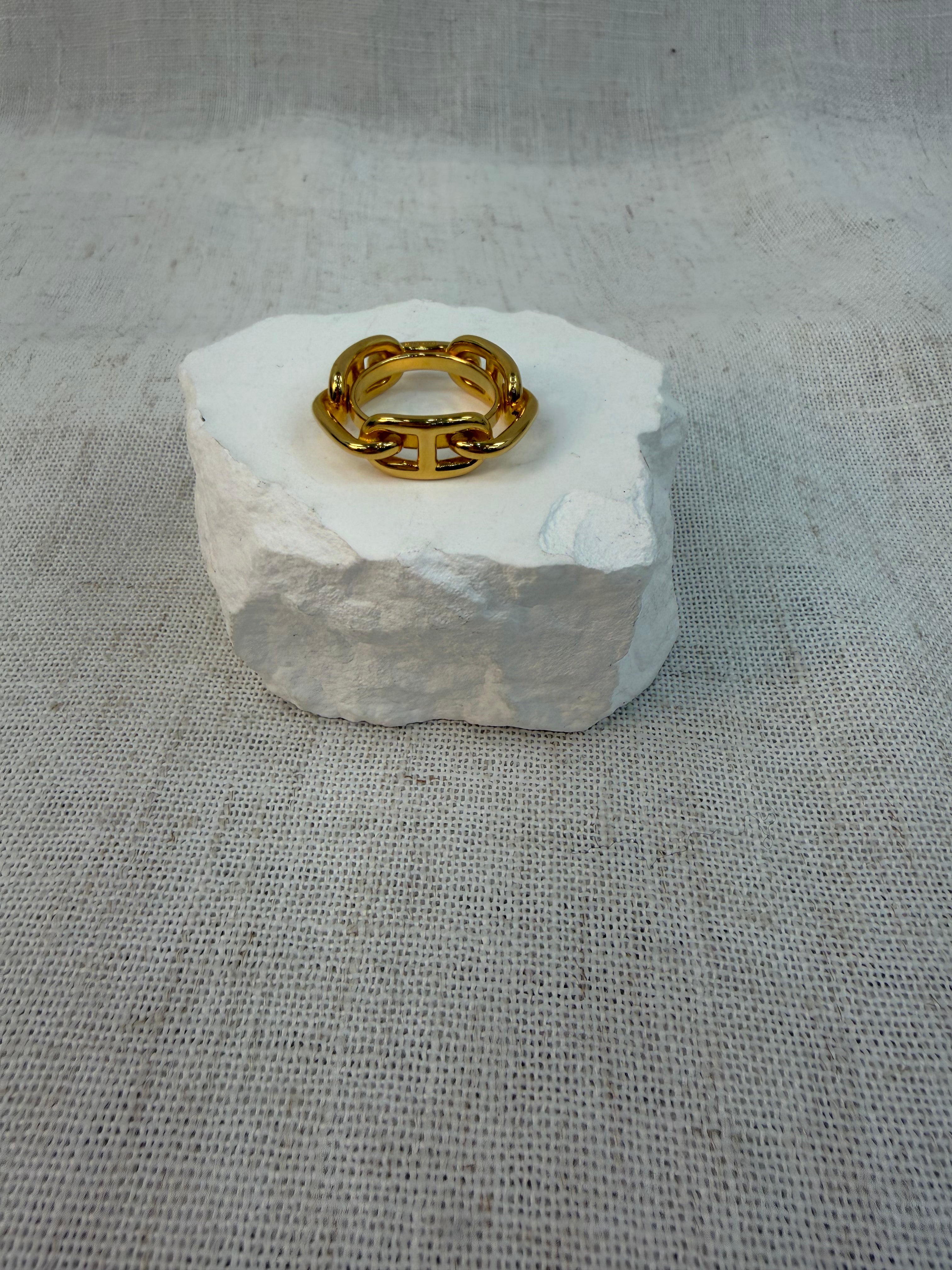 Hermes Gold Chain Link Scarf Ring