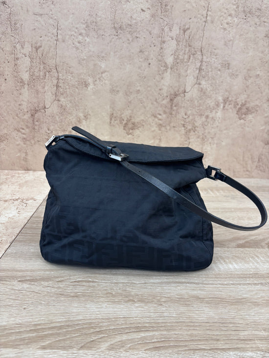 Fendi Black Nylon Zucca Print Shoulder Bag