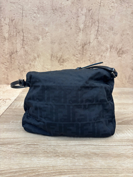 Fendi Black Nylon Zucca Print Shoulder Bag