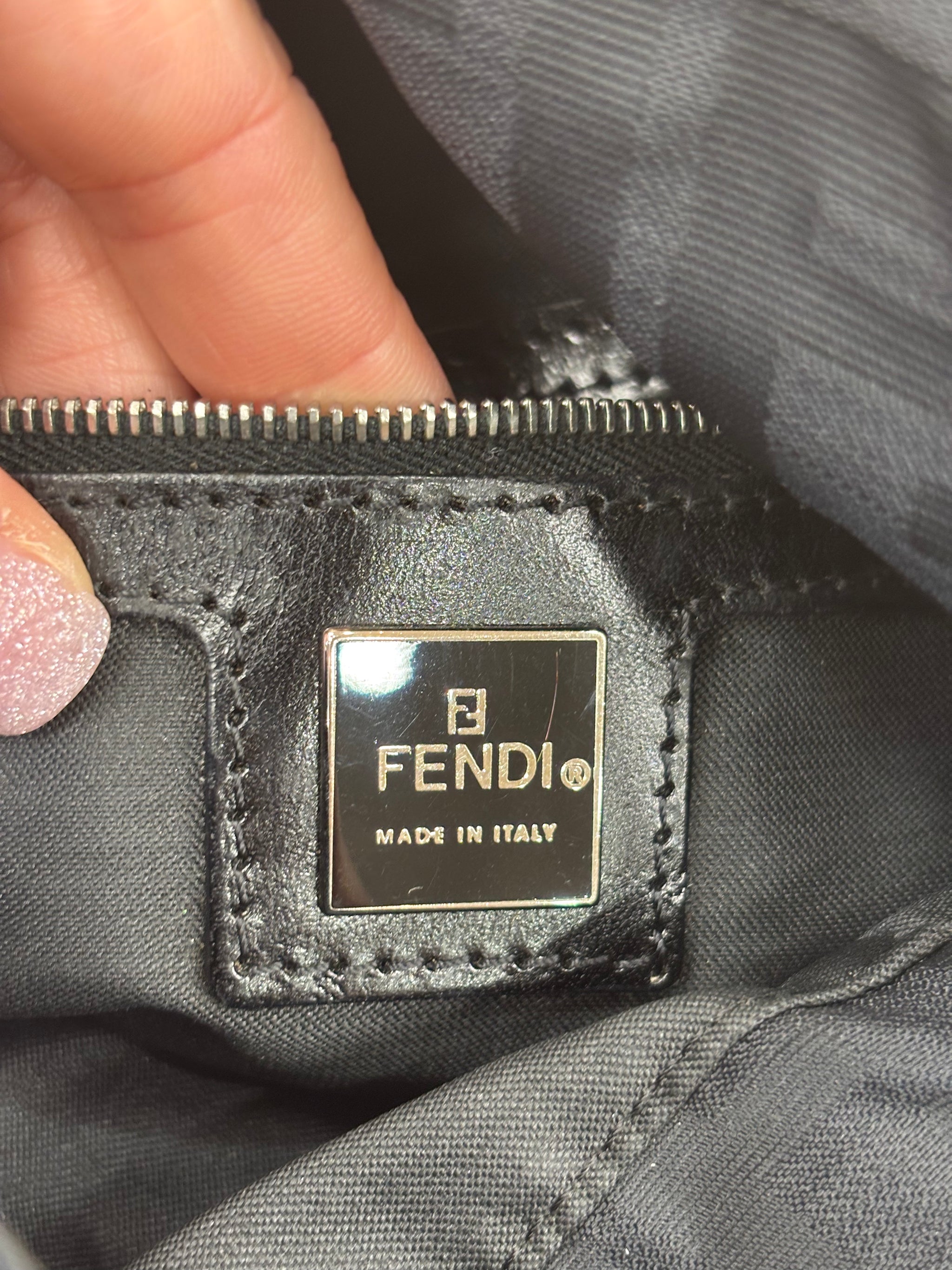 Fendi Black Nylon Zucca Print Shoulder Bag