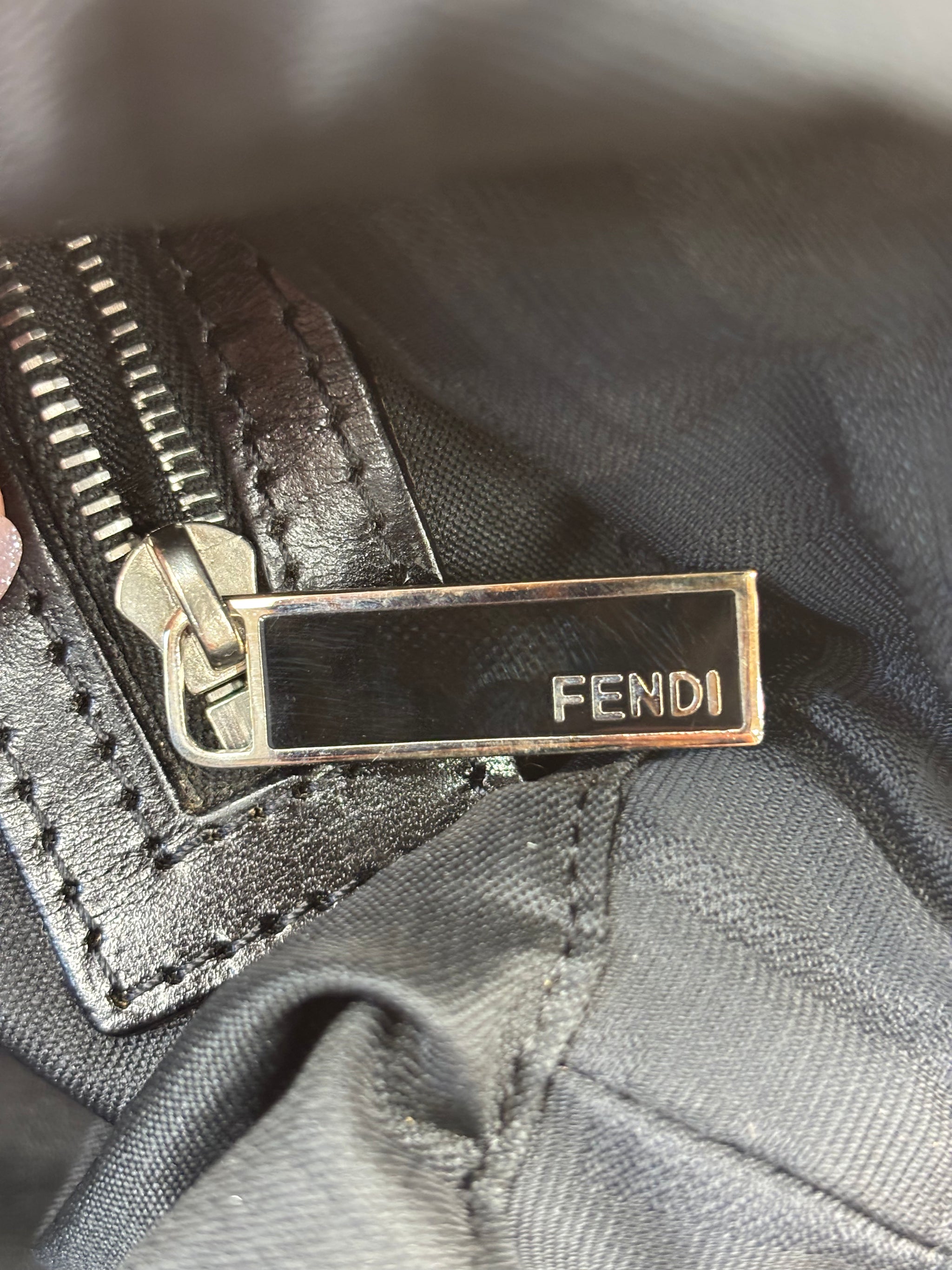 Fendi Black Nylon Zucca Print Shoulder Bag