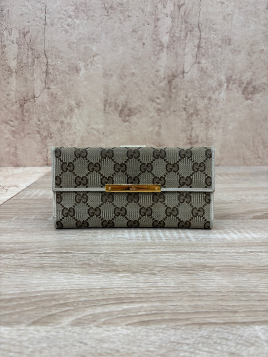 Gucci Brown GG Supreme Print Continental Wallet