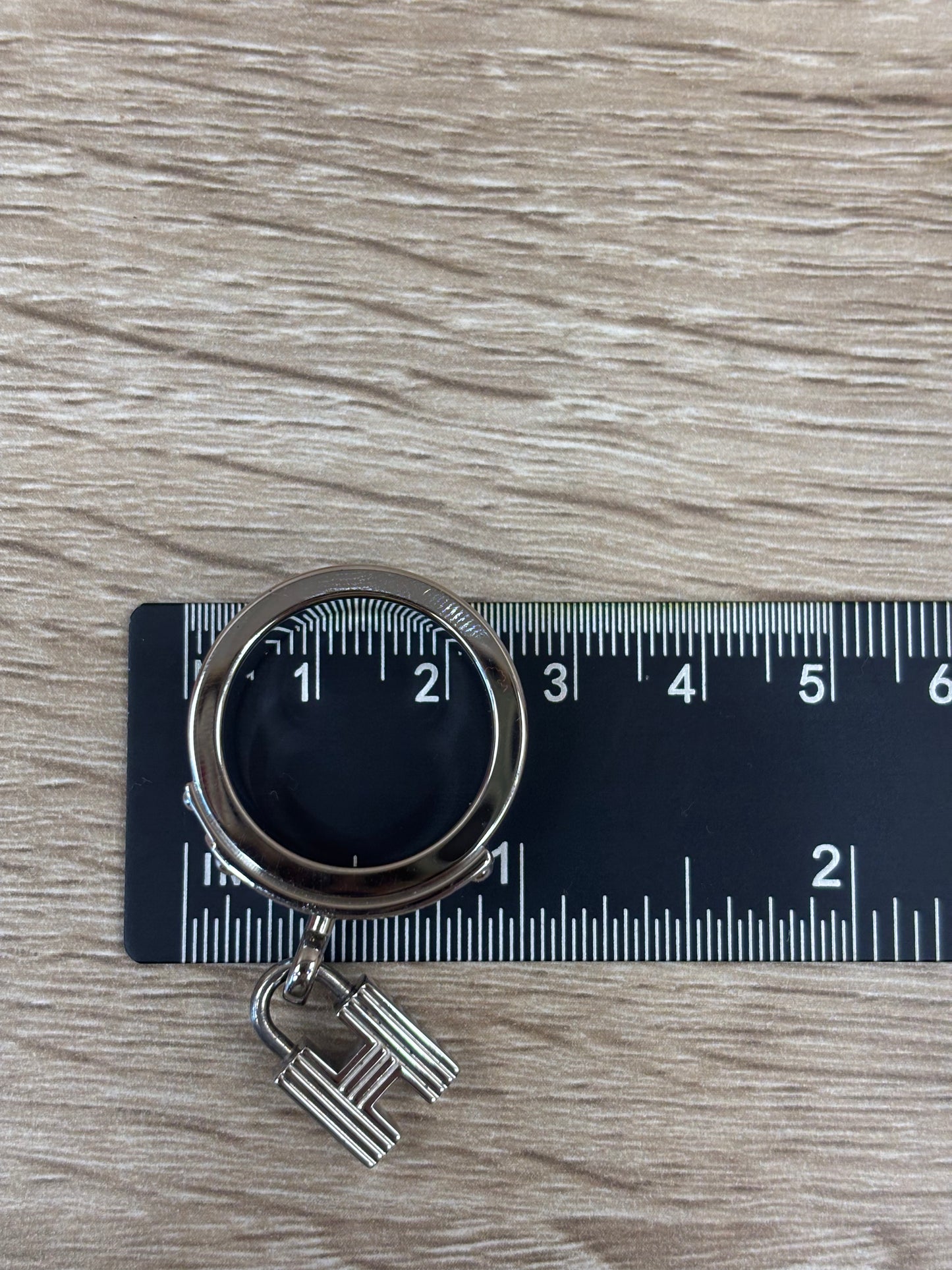 Hermes Silver And Green Kelly Lock Scarf Ring Exotic