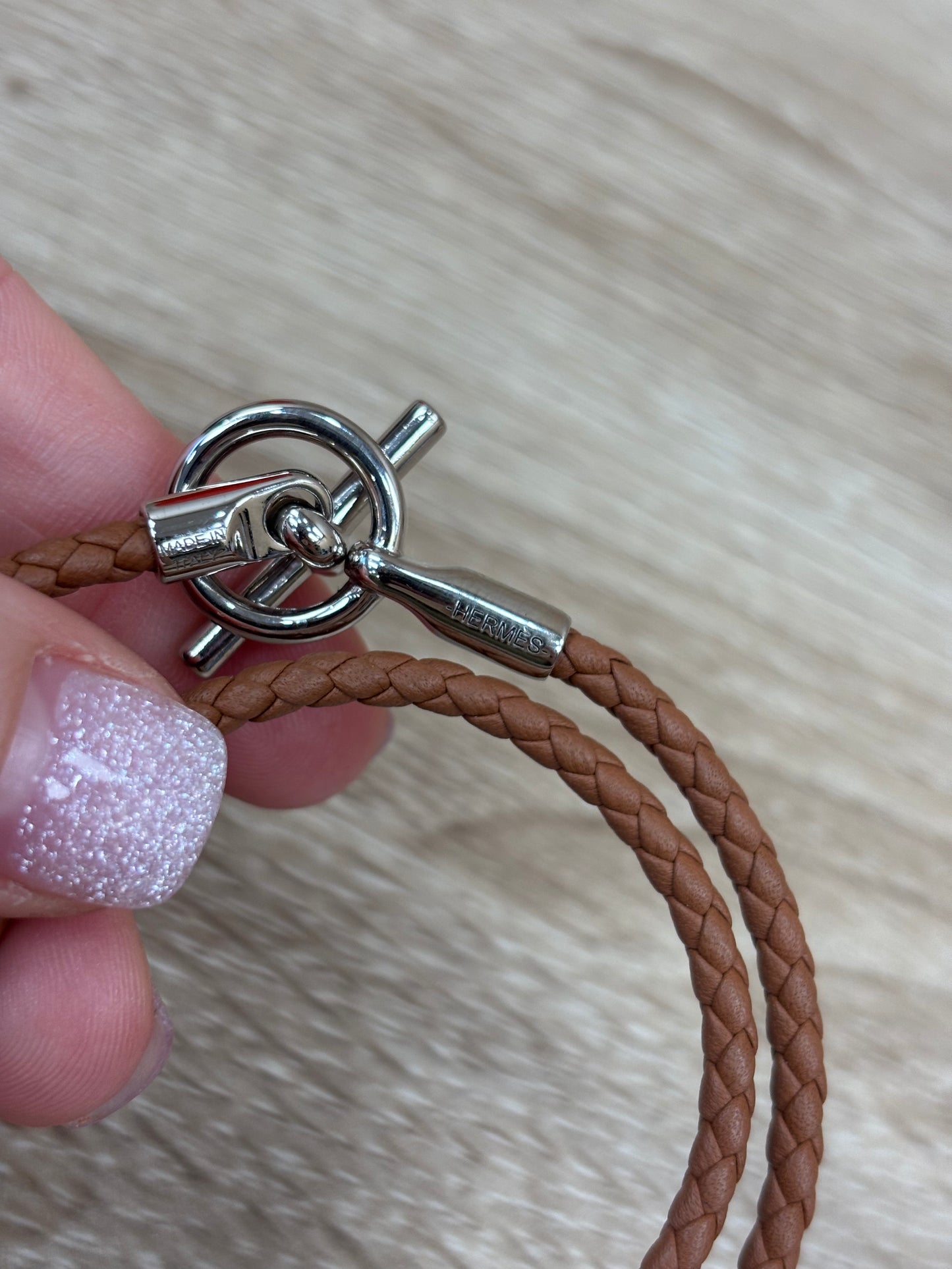 Hermes Brown Leather Glenan Wrap Bracelet
