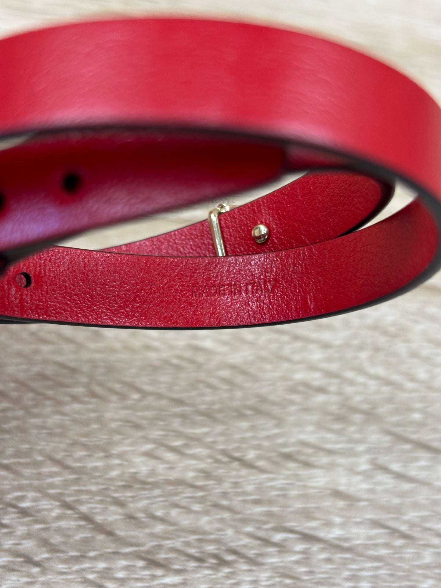 Christian Louboutin Red Leather Wrap Bracelet