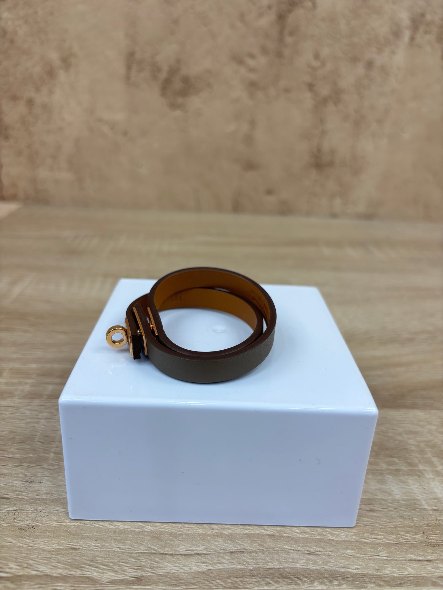 Hermes Brown Leather Kelly Wrap Bracelet
