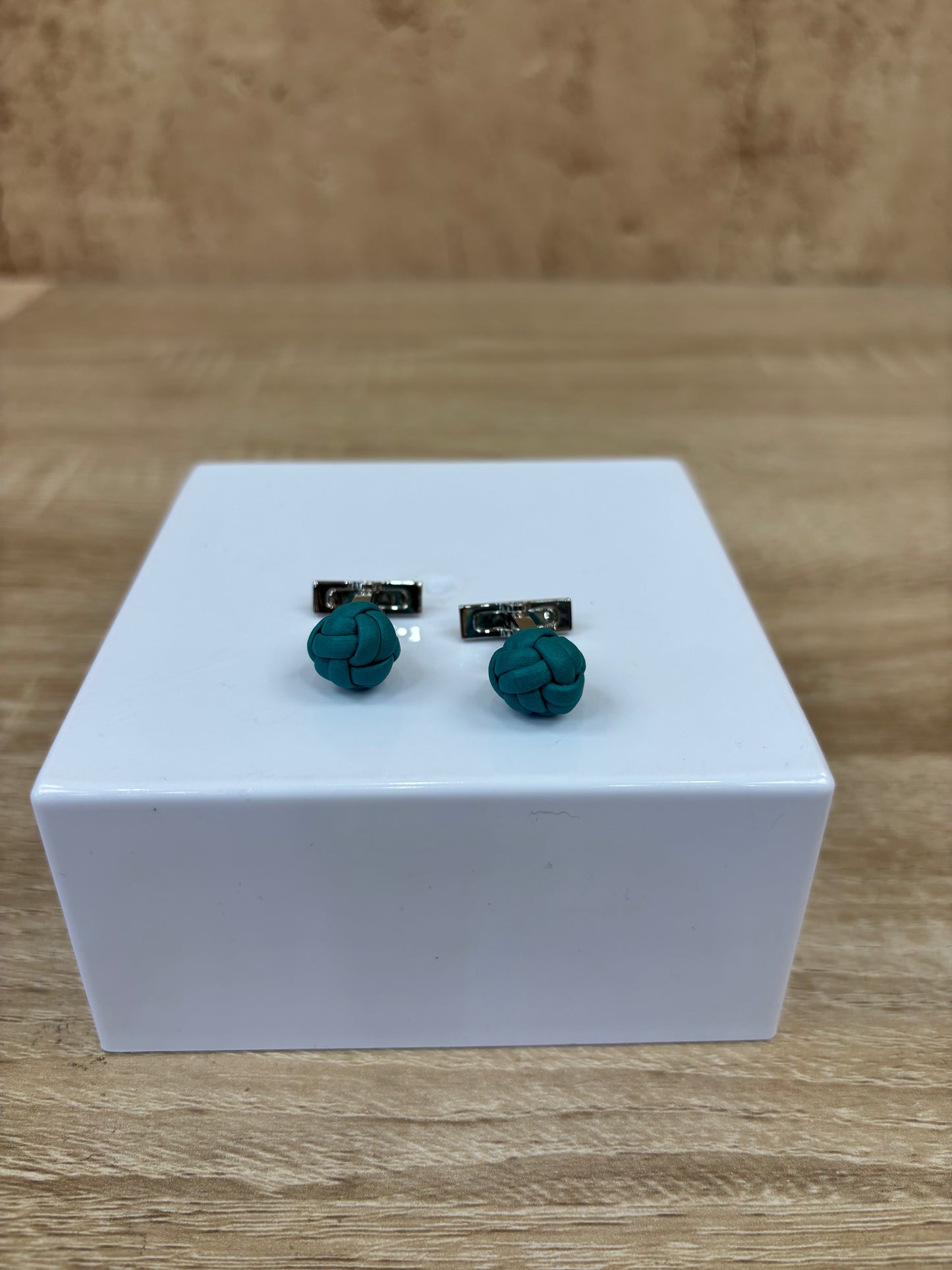 Hermes Blue Leather And Silver Cuff Links