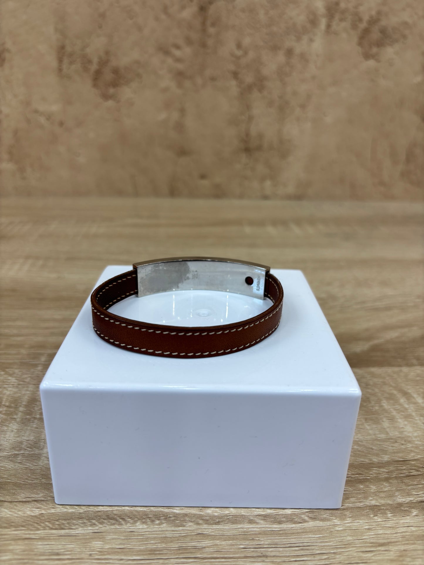 Hermes Brown Leather Lock Bracelet