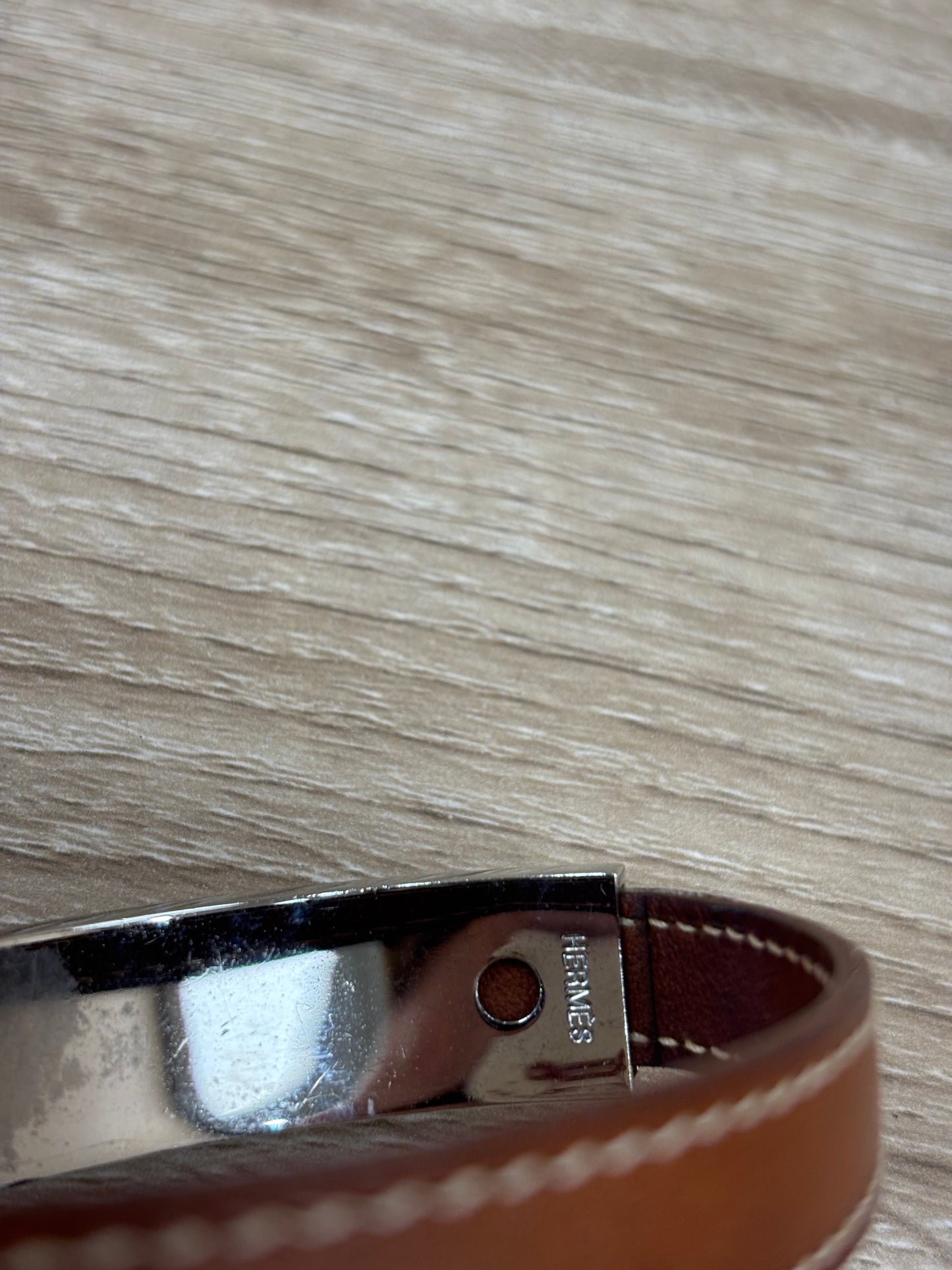 Hermes Brown Leather Lock Bracelet