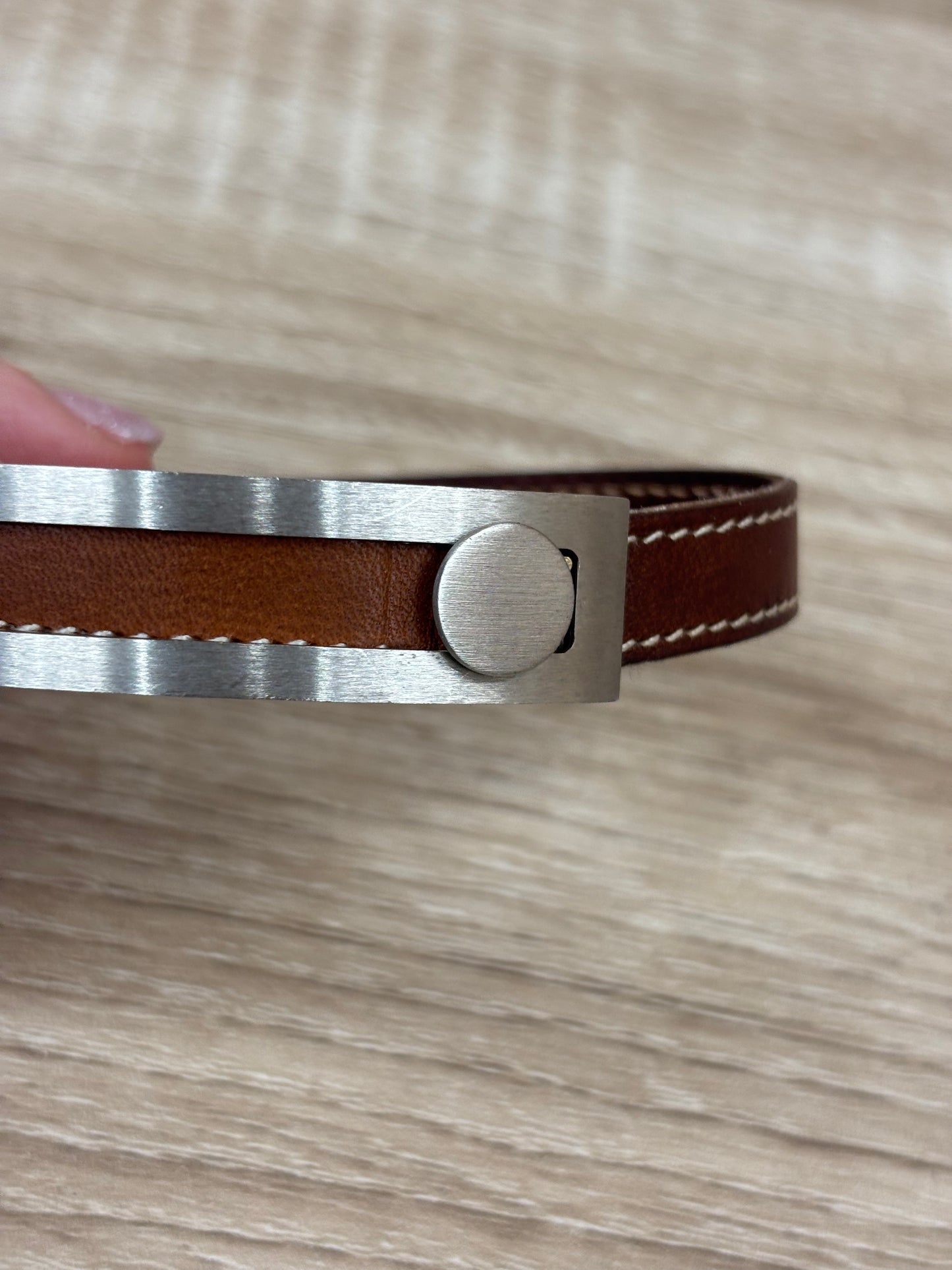 Hermes Brown Leather Lock Bracelet