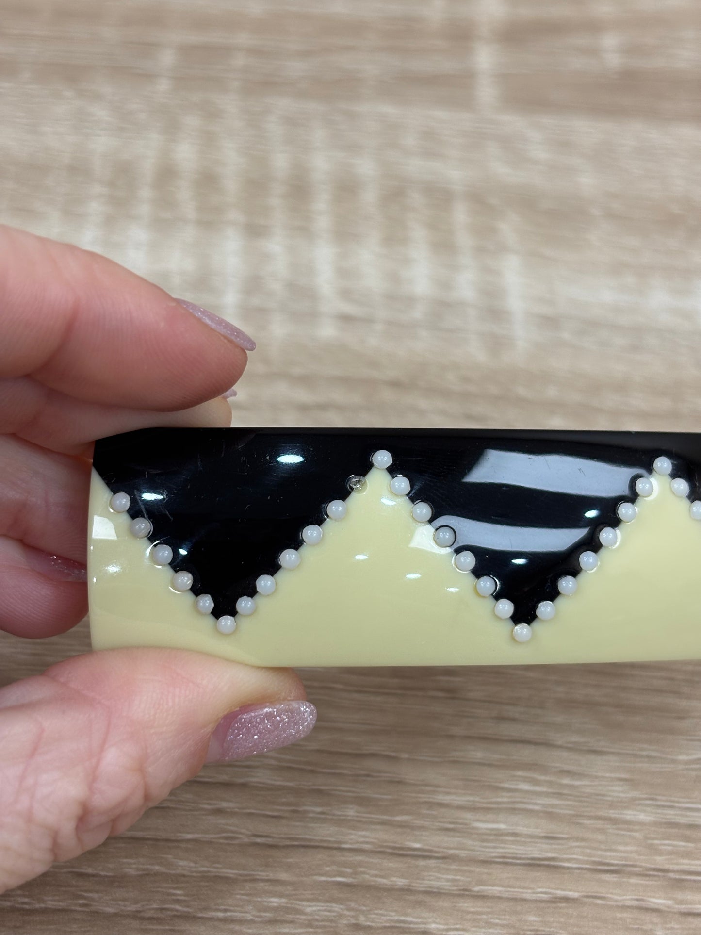 Chanel Black and White Chevron Hair Clip