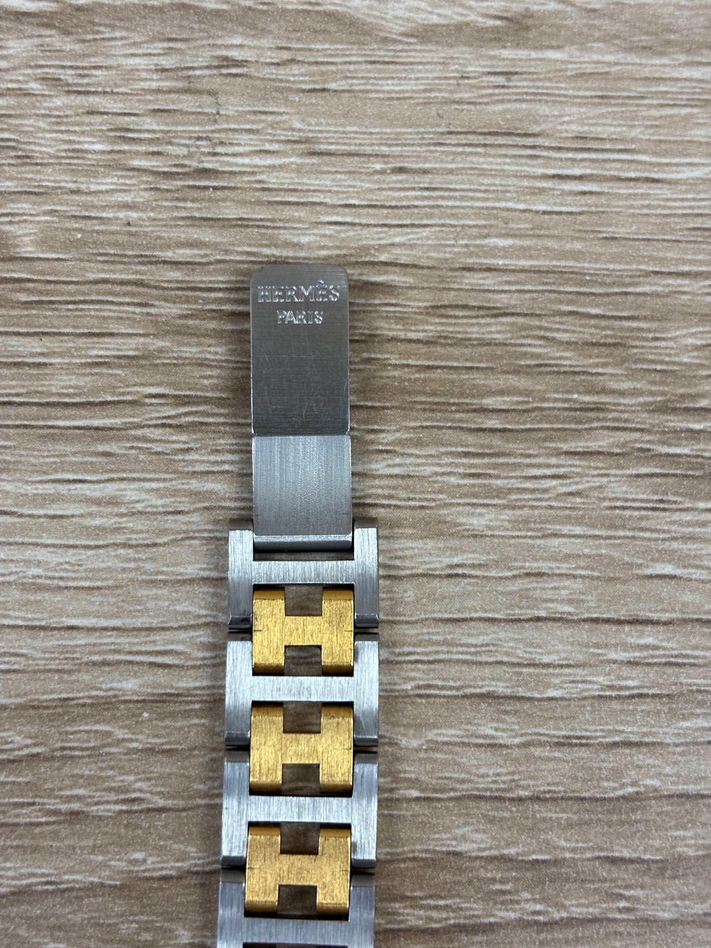 Hermes Gold And Silver Watch With Gold Tone Face
