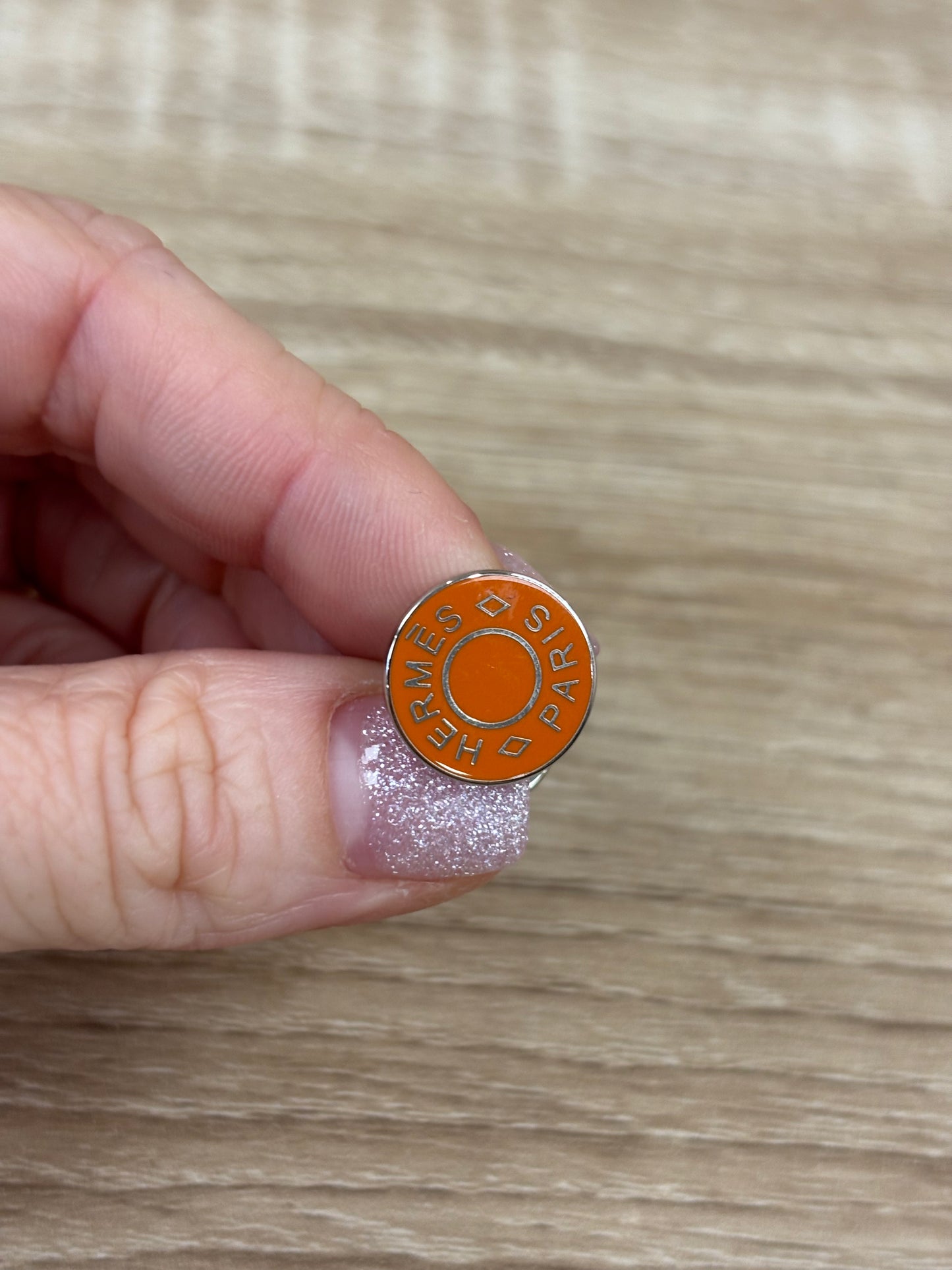 Hermes Orange And Silver Cufflinks