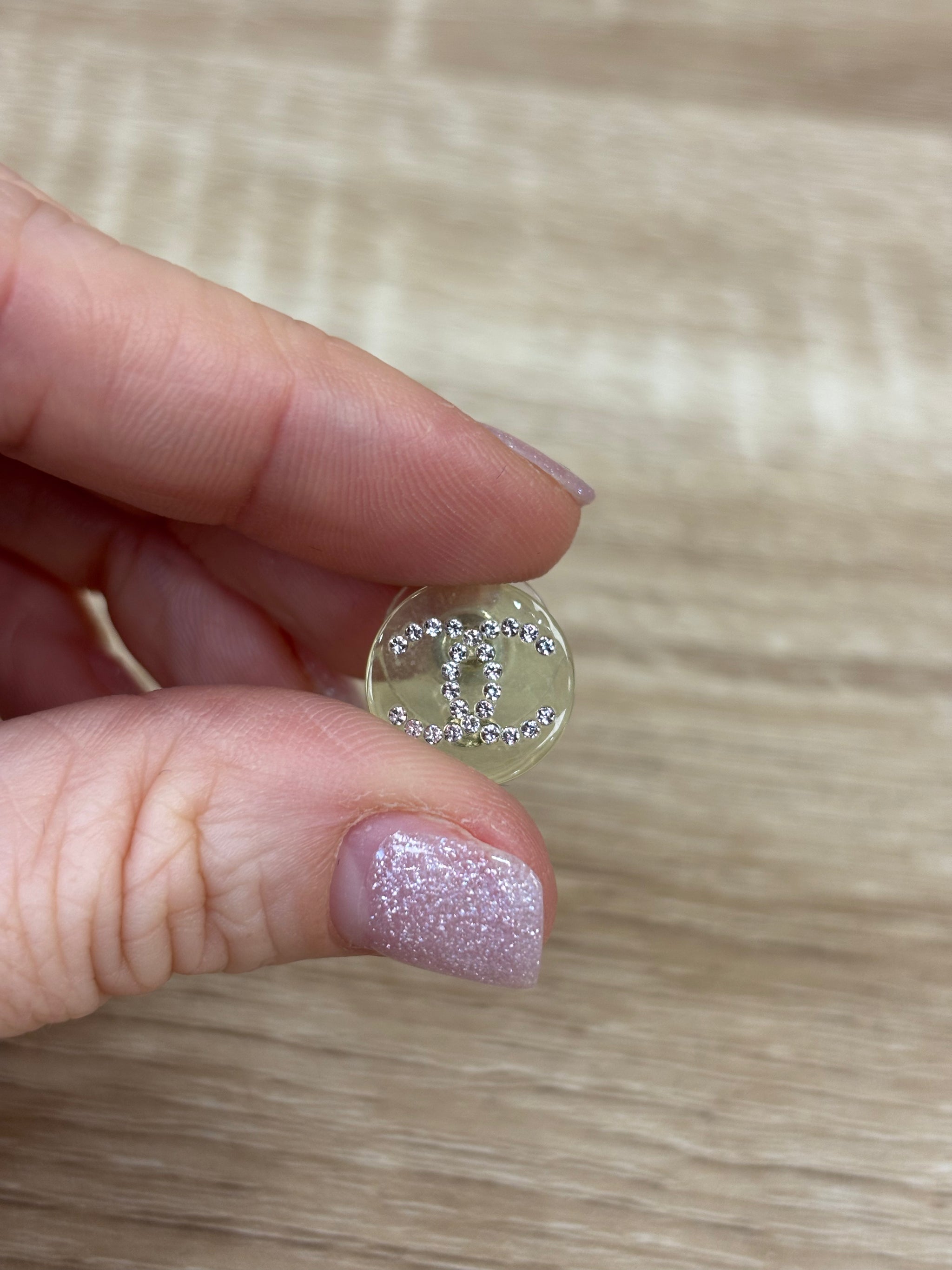 Chanel Green Acrylic And Rhinestone Earrings