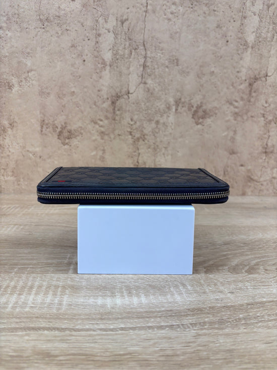 Gucci Navy Leather Guccisima Leather Zippy Wallet