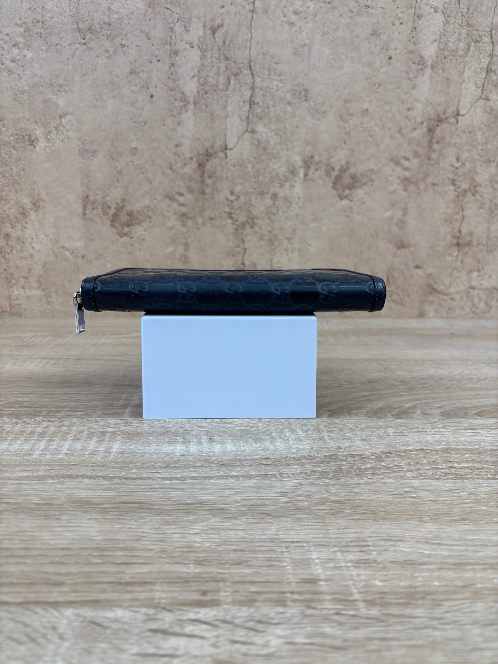 Gucci Navy Leather Guccisima Leather Zippy Wallet