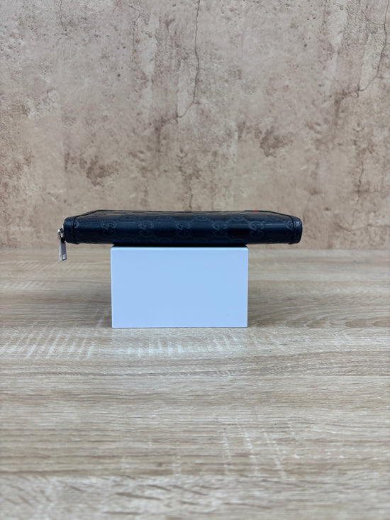 Gucci Navy Leather Guccisima Leather Zippy Wallet