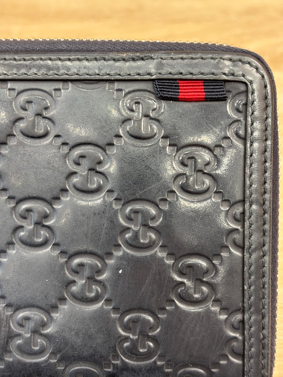 Gucci Navy Leather Guccisima Leather Zippy Wallet
