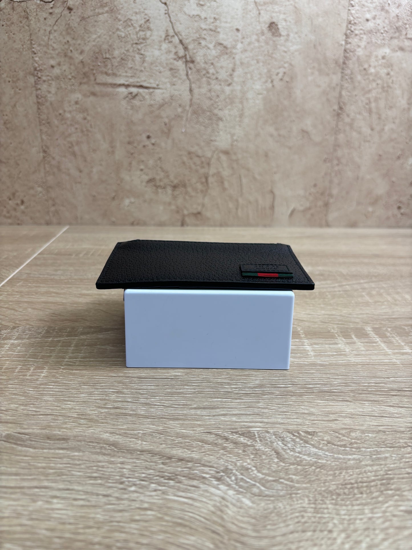 Gucci Black Leather Zip Top Card Case