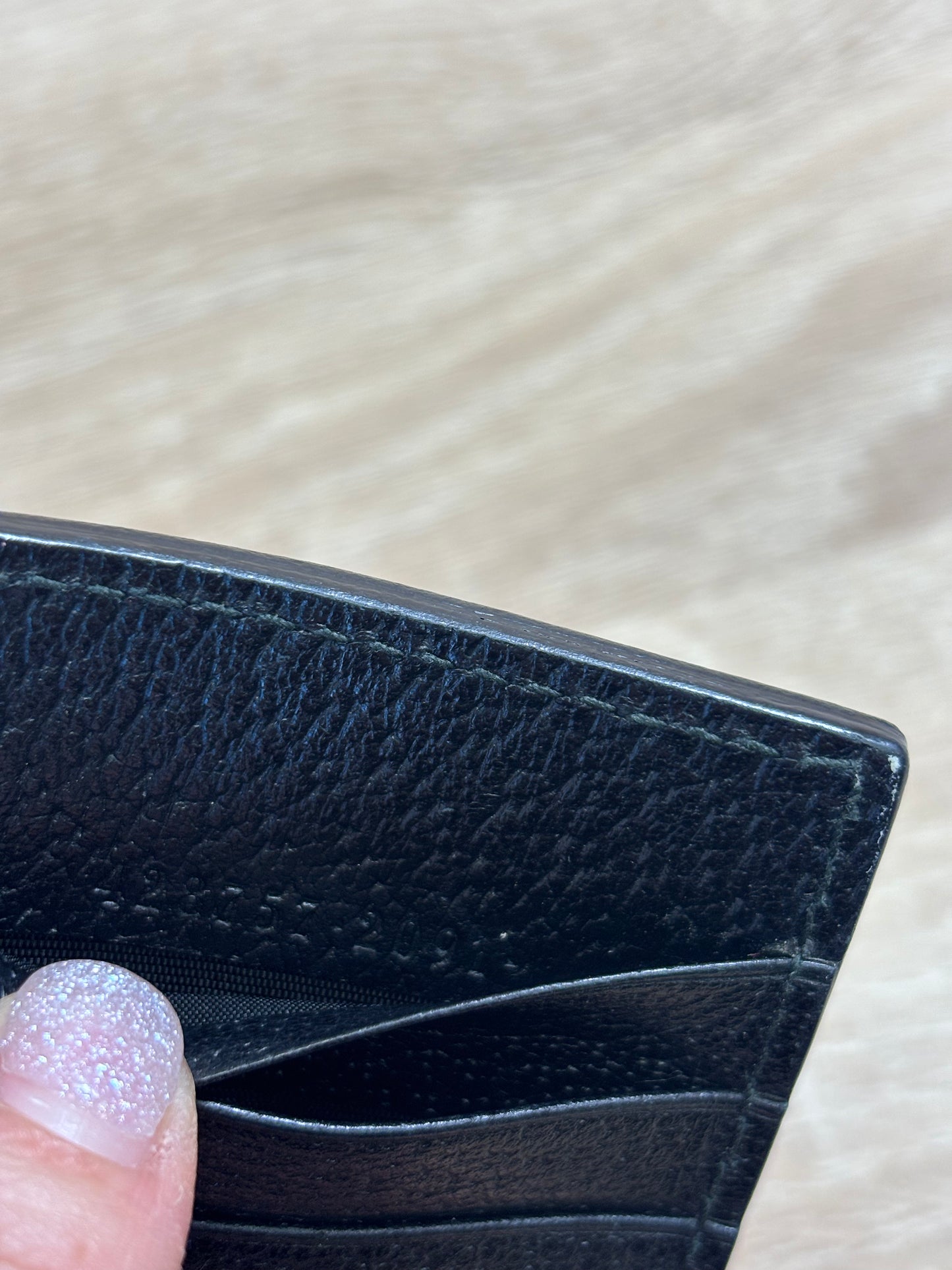 Gucci Black Leather Zip Top Card Case