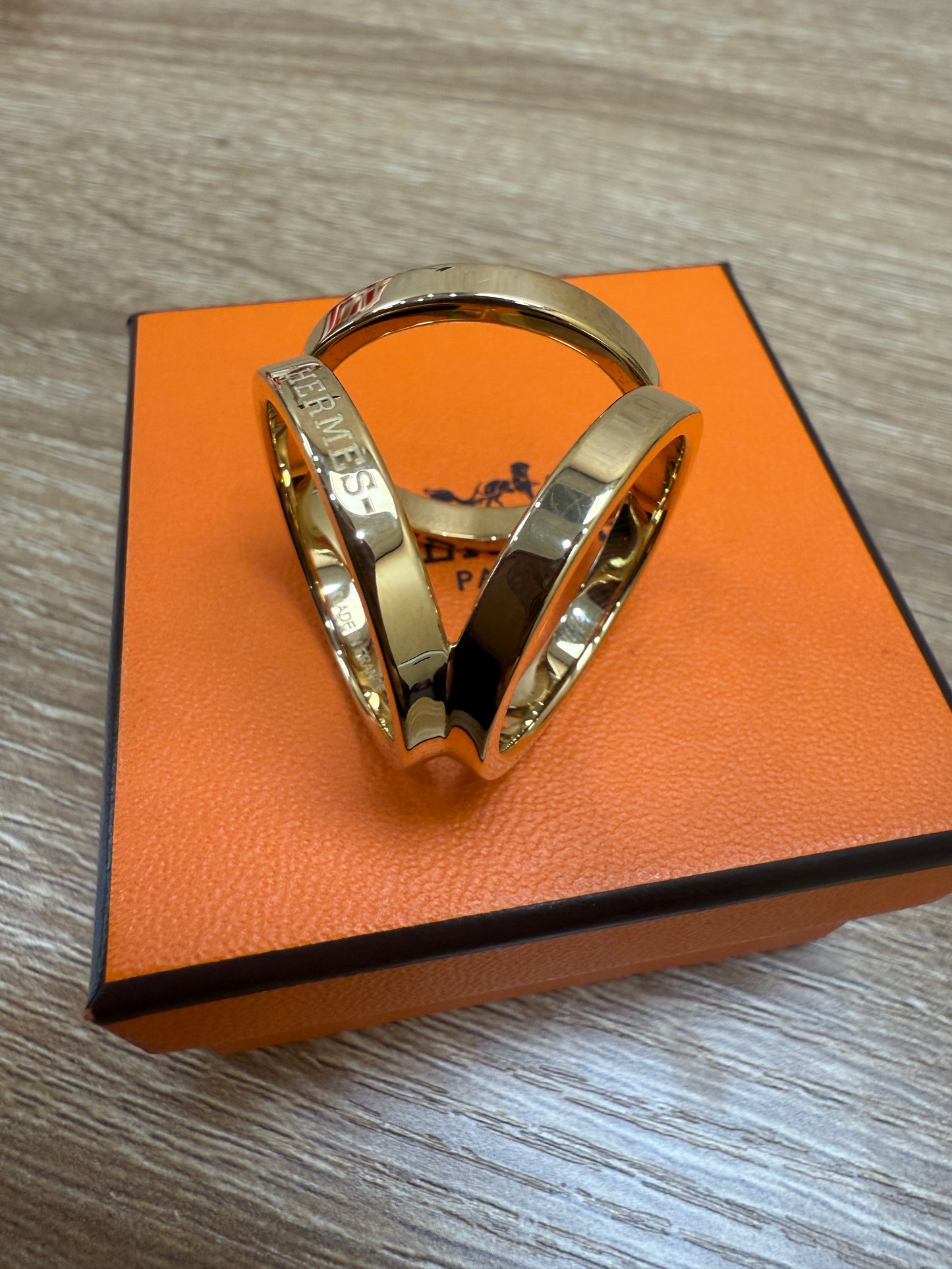 Hermes Gold Trio Scarf Ring
