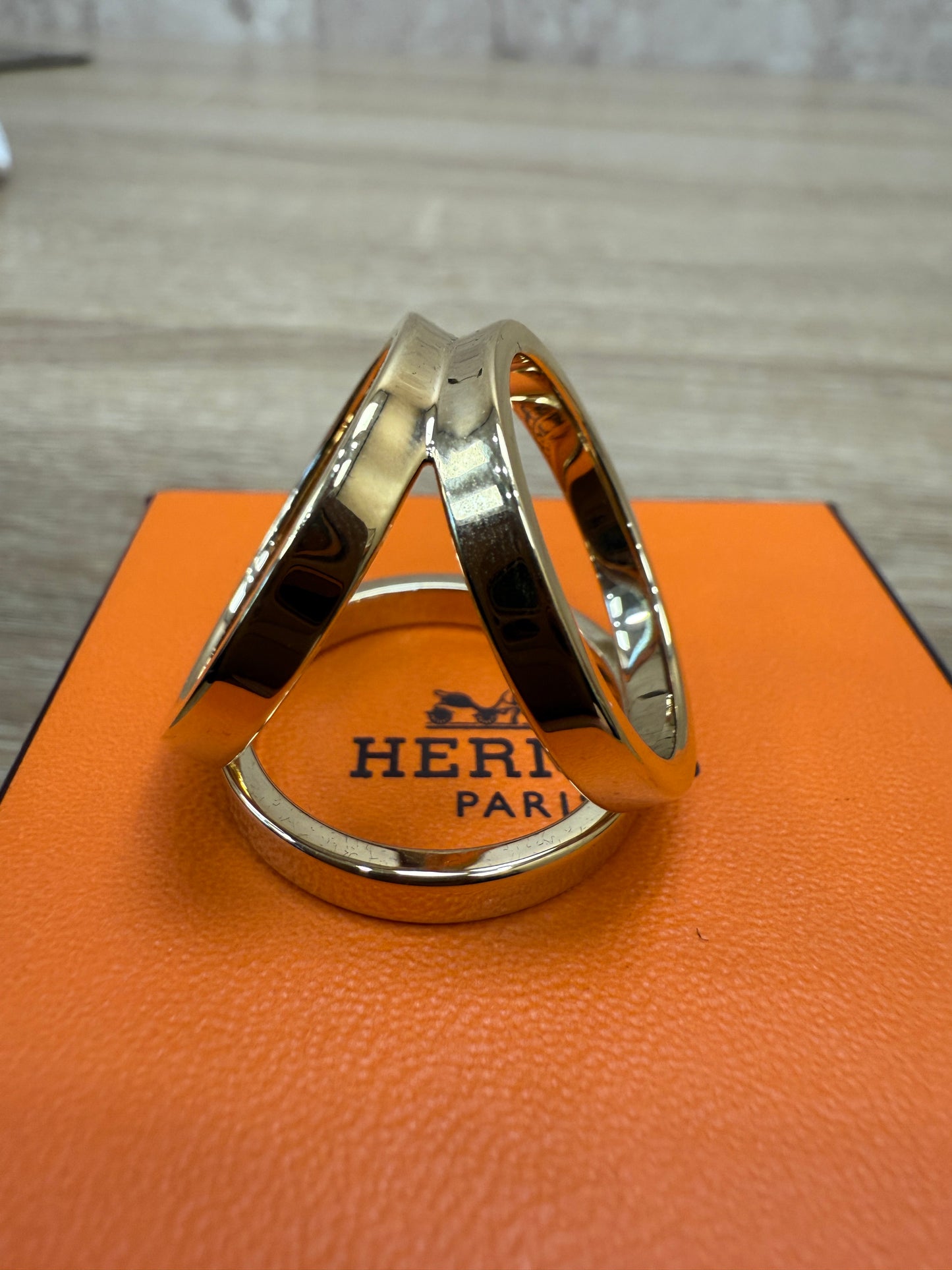 Hermes Gold Trio Scarf Ring