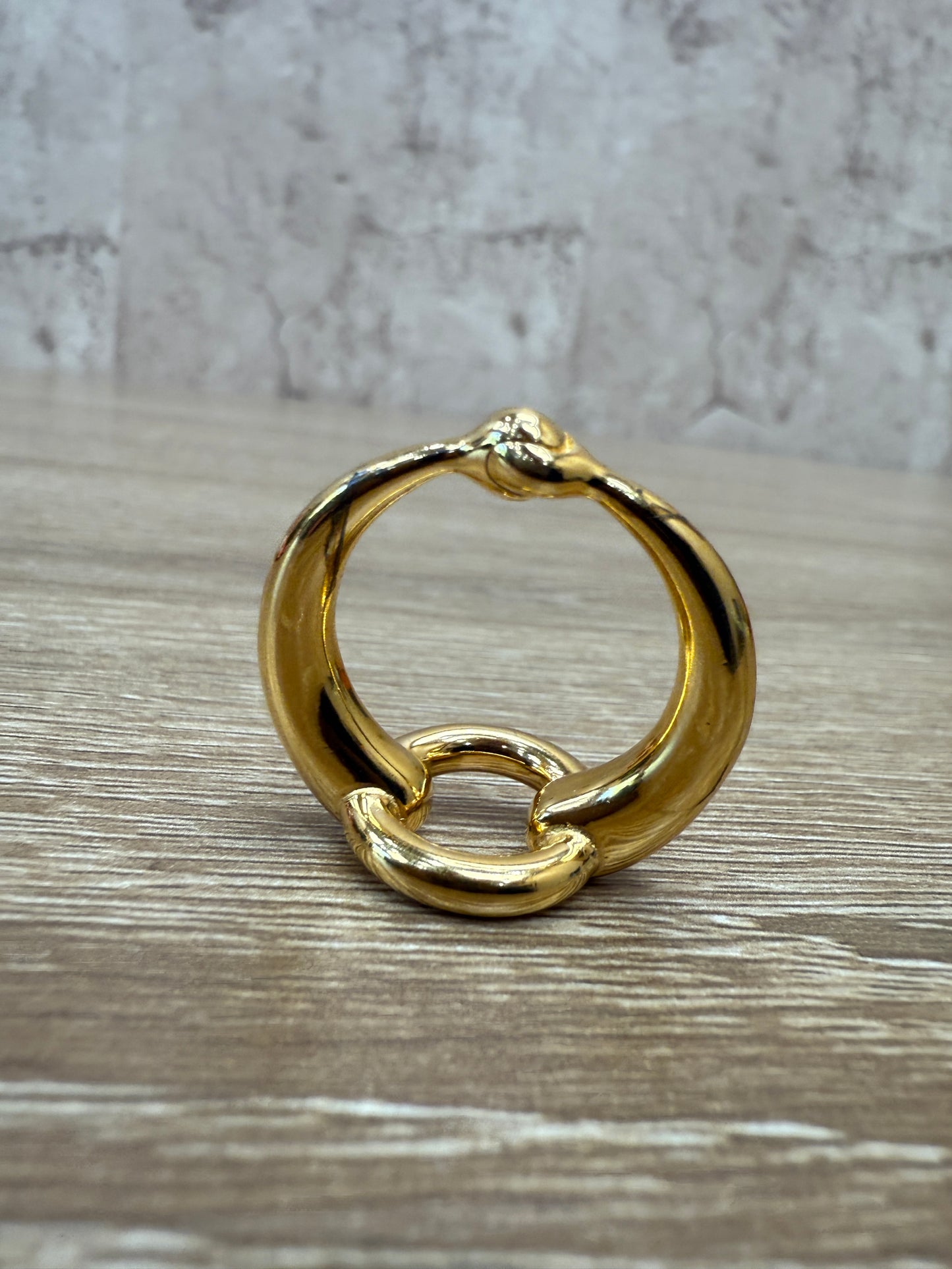 Hermes Gold Horsebit Circle Scarf Ring