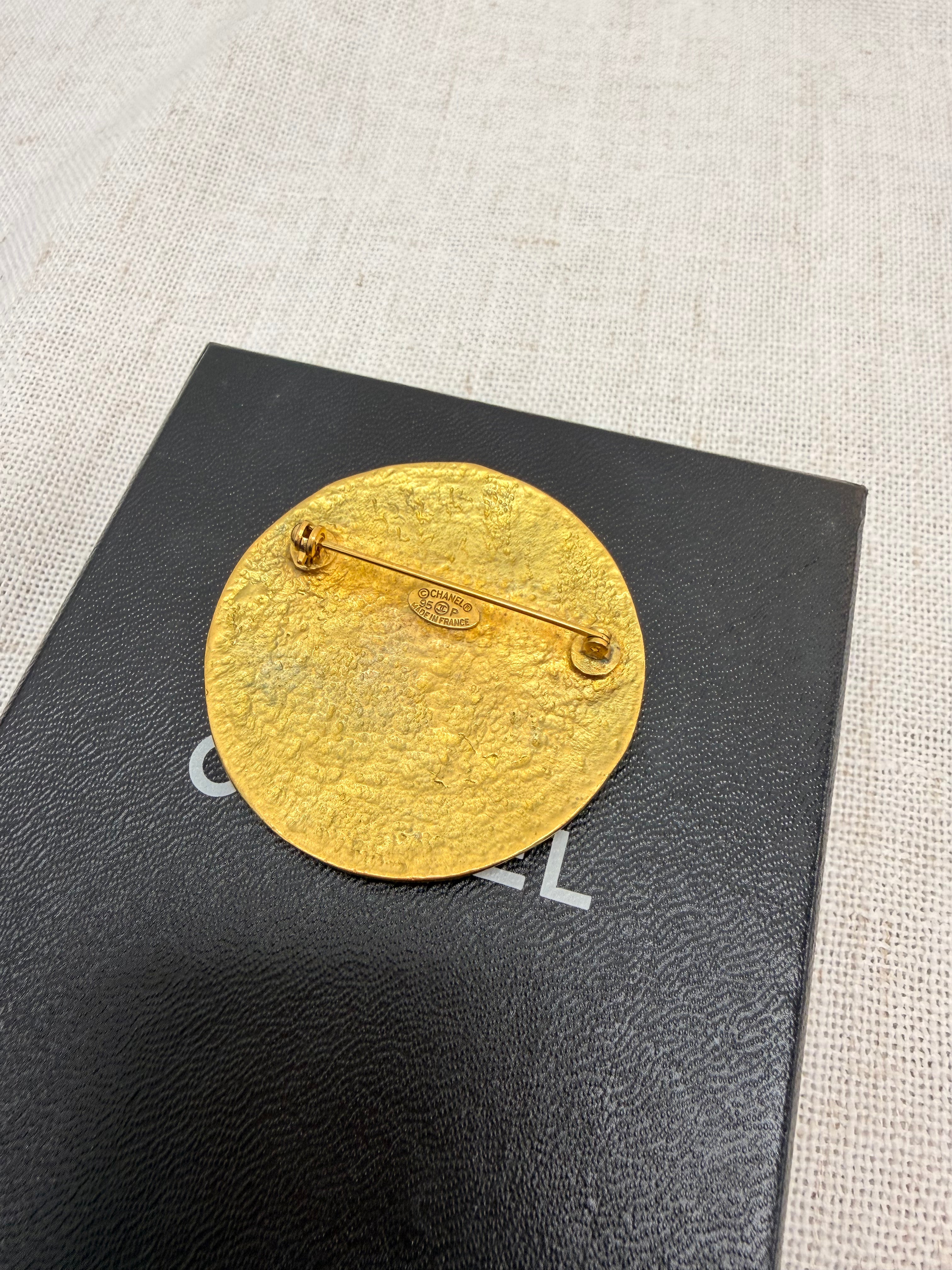 Chanel Vintage Gold Plated CC Brooch