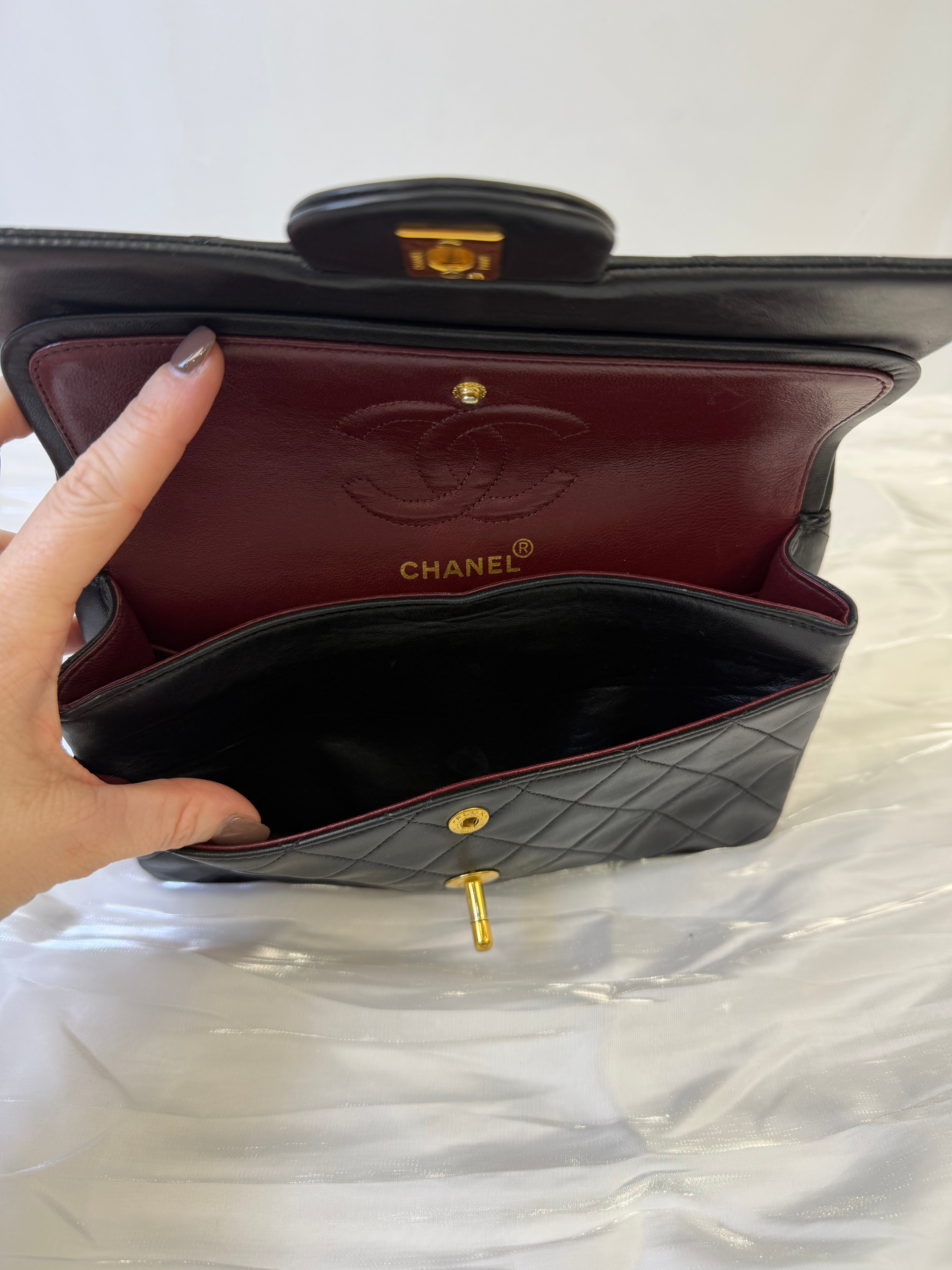 Chanel Black Lambskin Small Classic Double Flap Bag