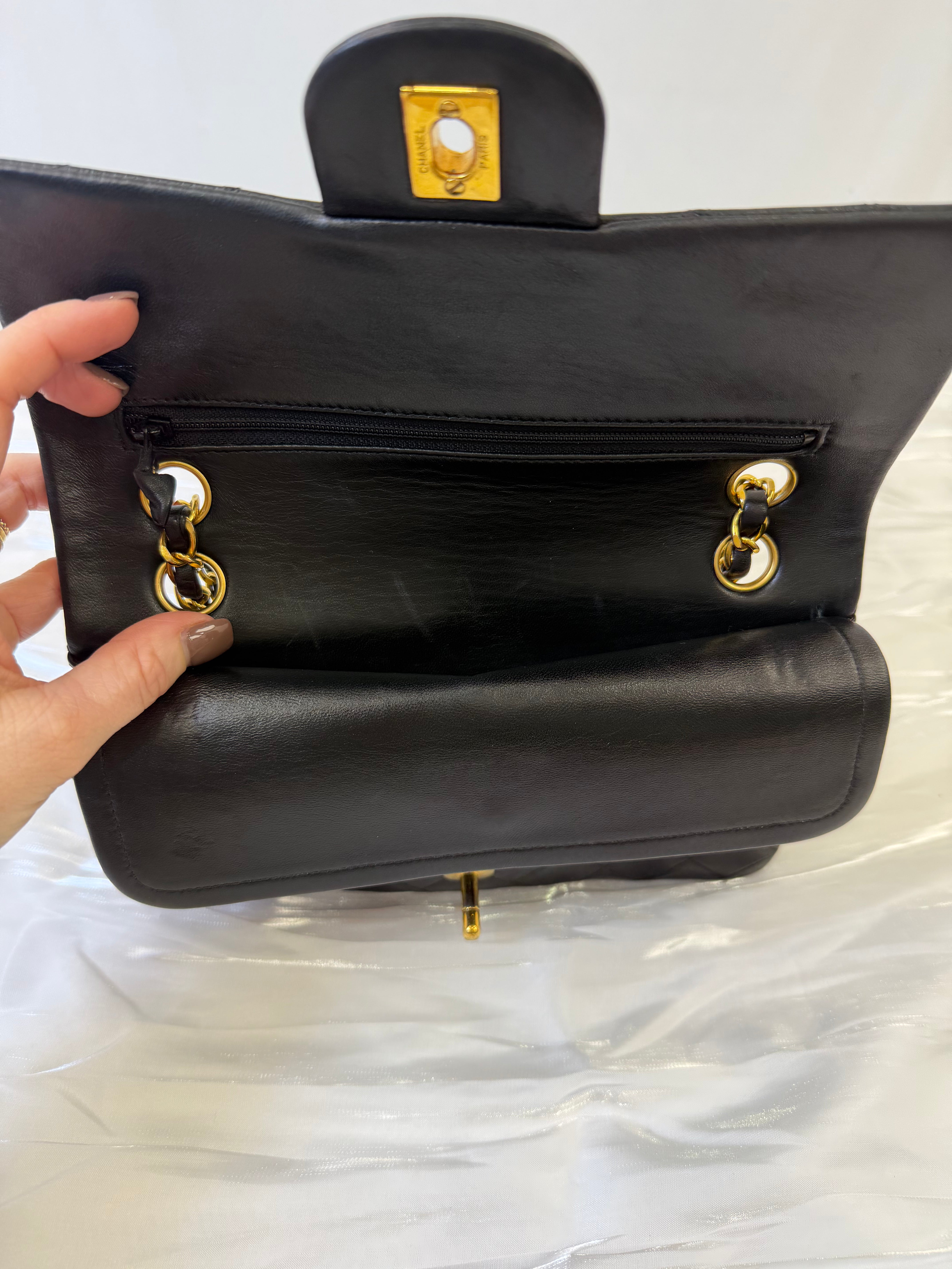 Chanel Black Lambskin Small Classic Double Flap Bag