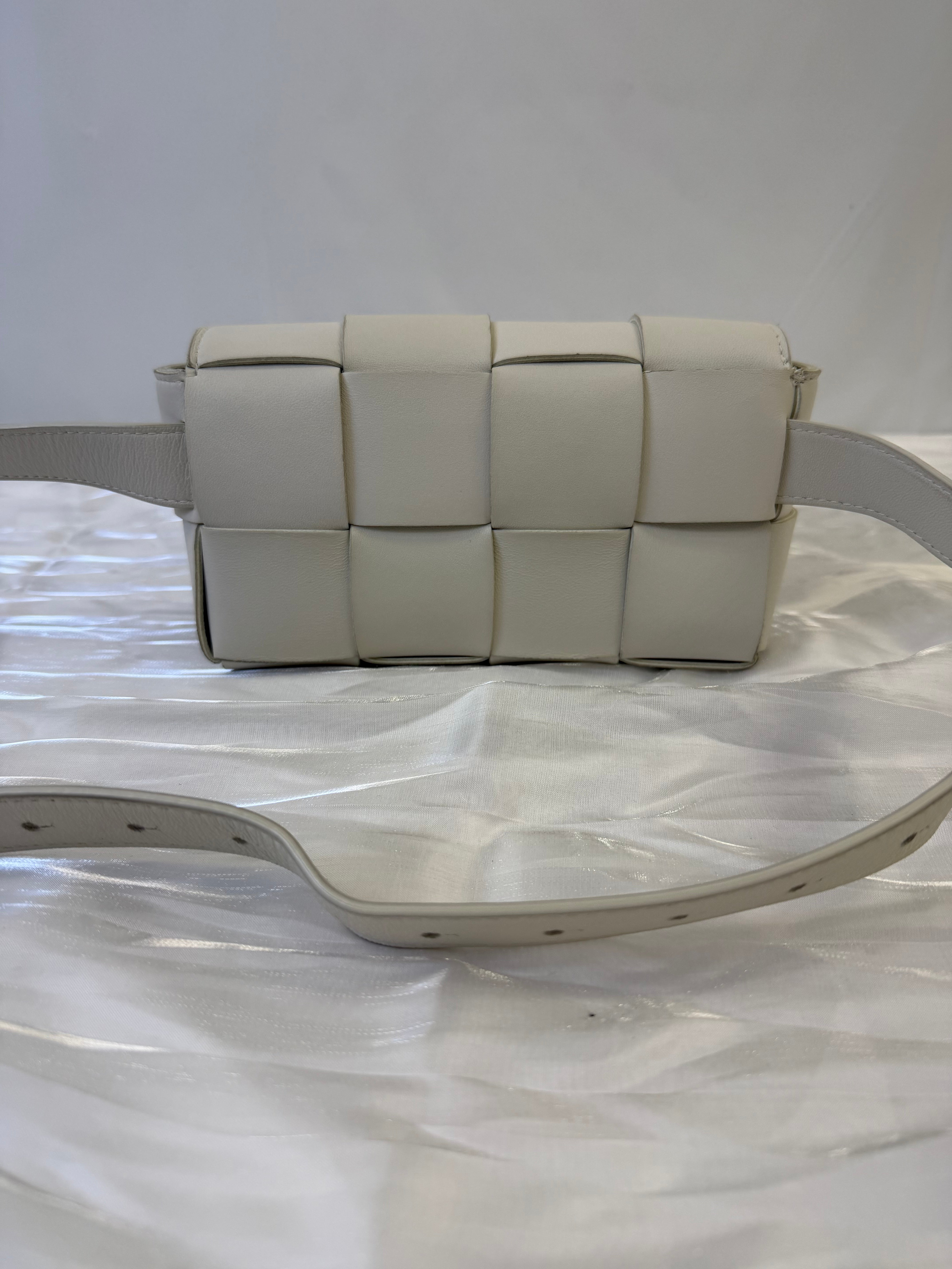 Bottega Veneta White Leather Cassette Belt Bag