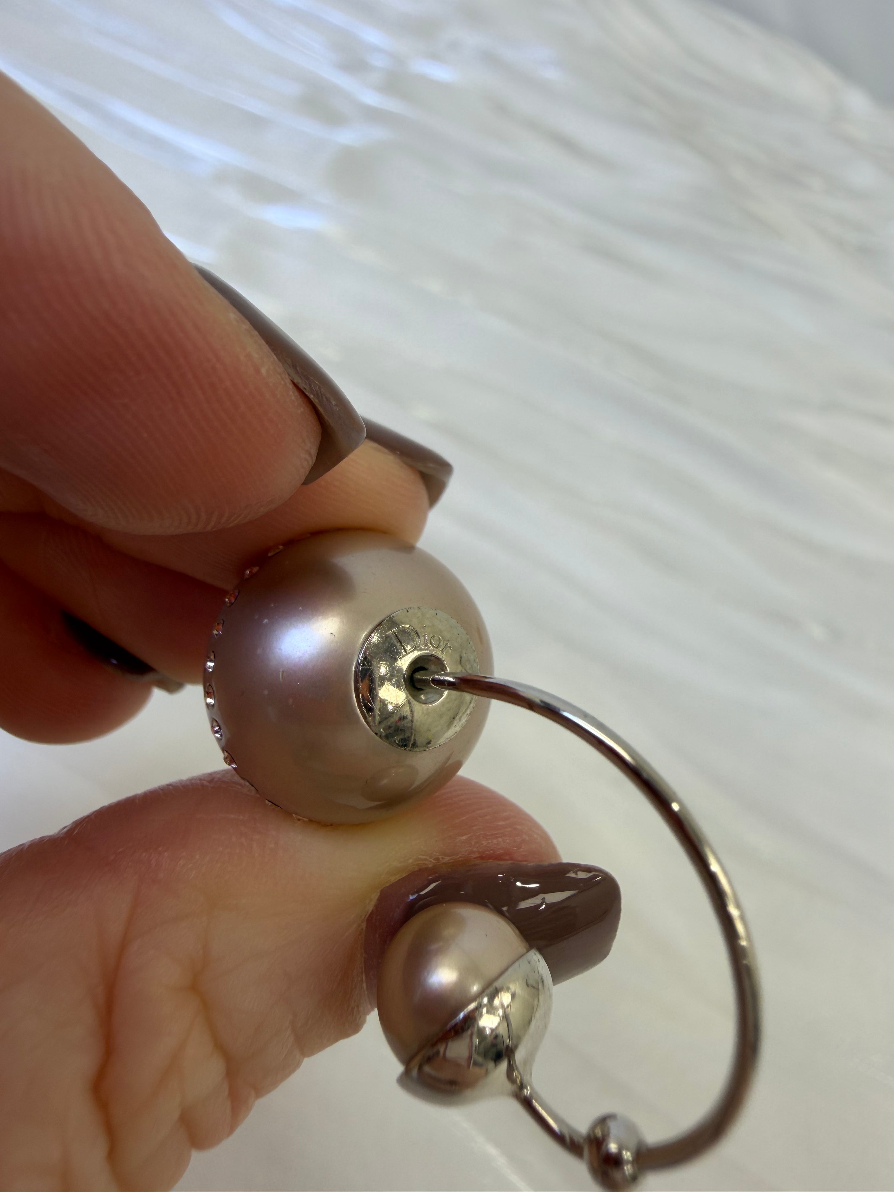 Christian Dior Pink Pearl Orbital Pin Earrings