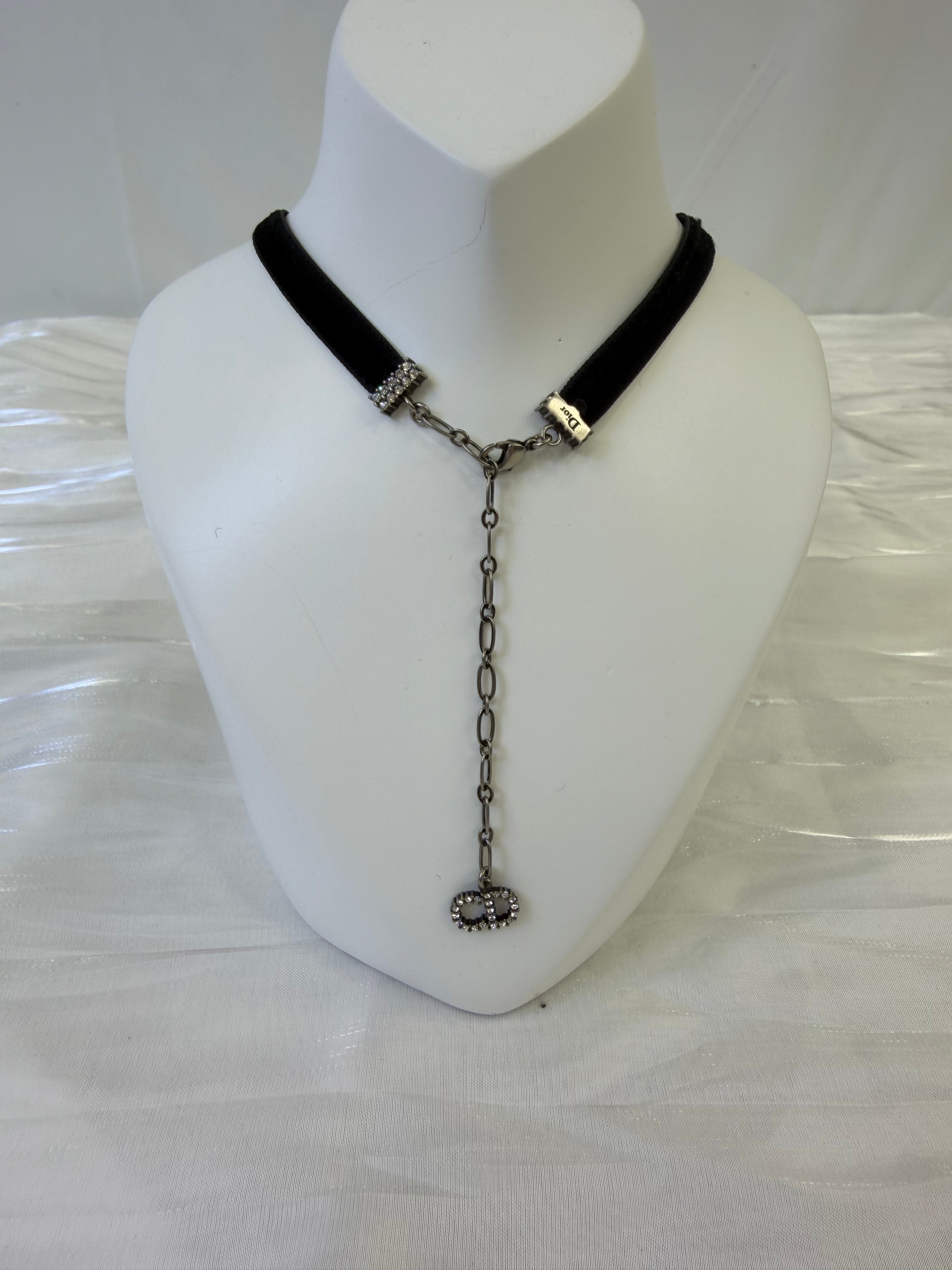 Christian Dior Black Velvet J’Adior Choker Necklace