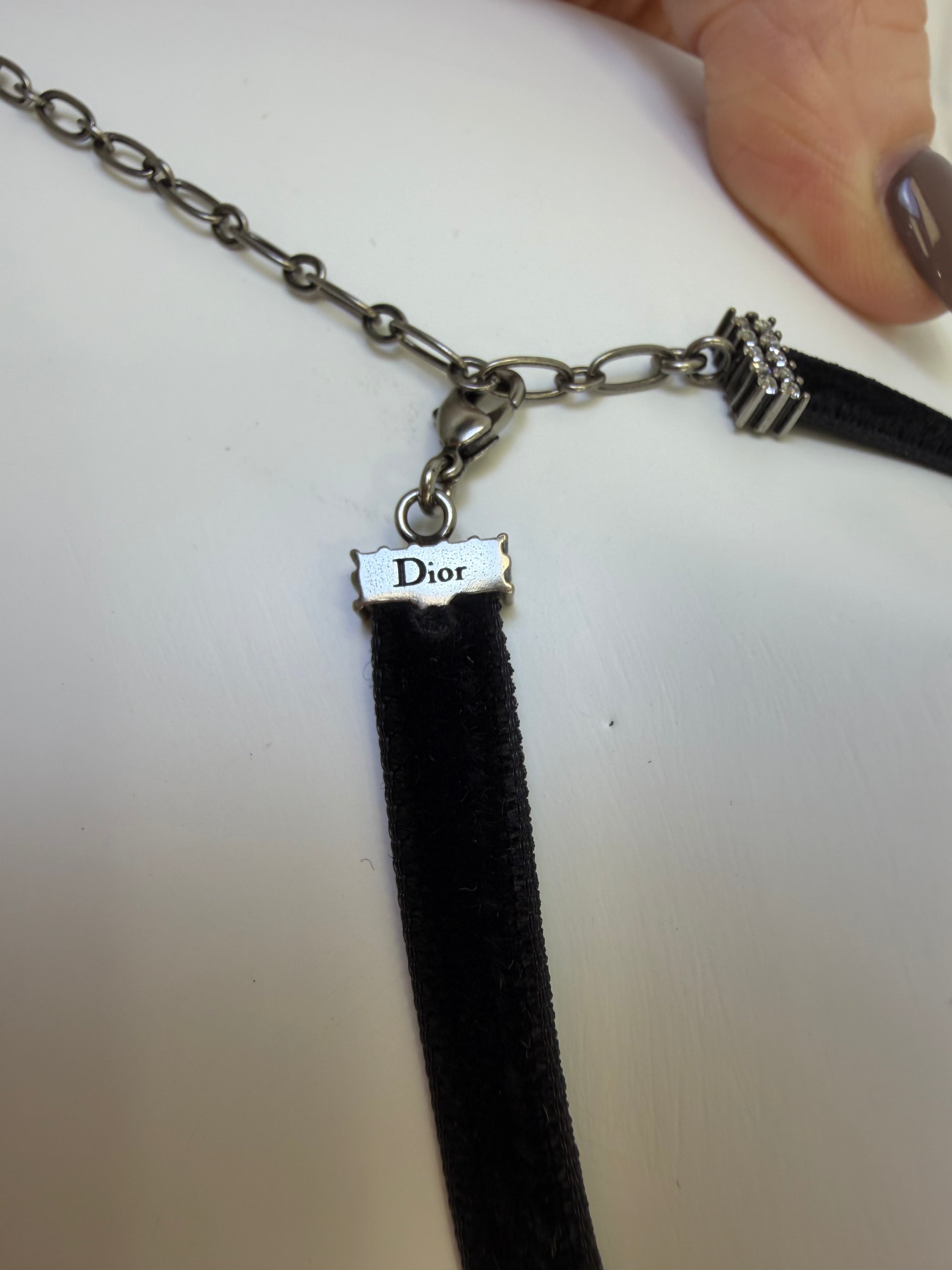 Christian Dior Black Velvet J’Adior Choker Necklace