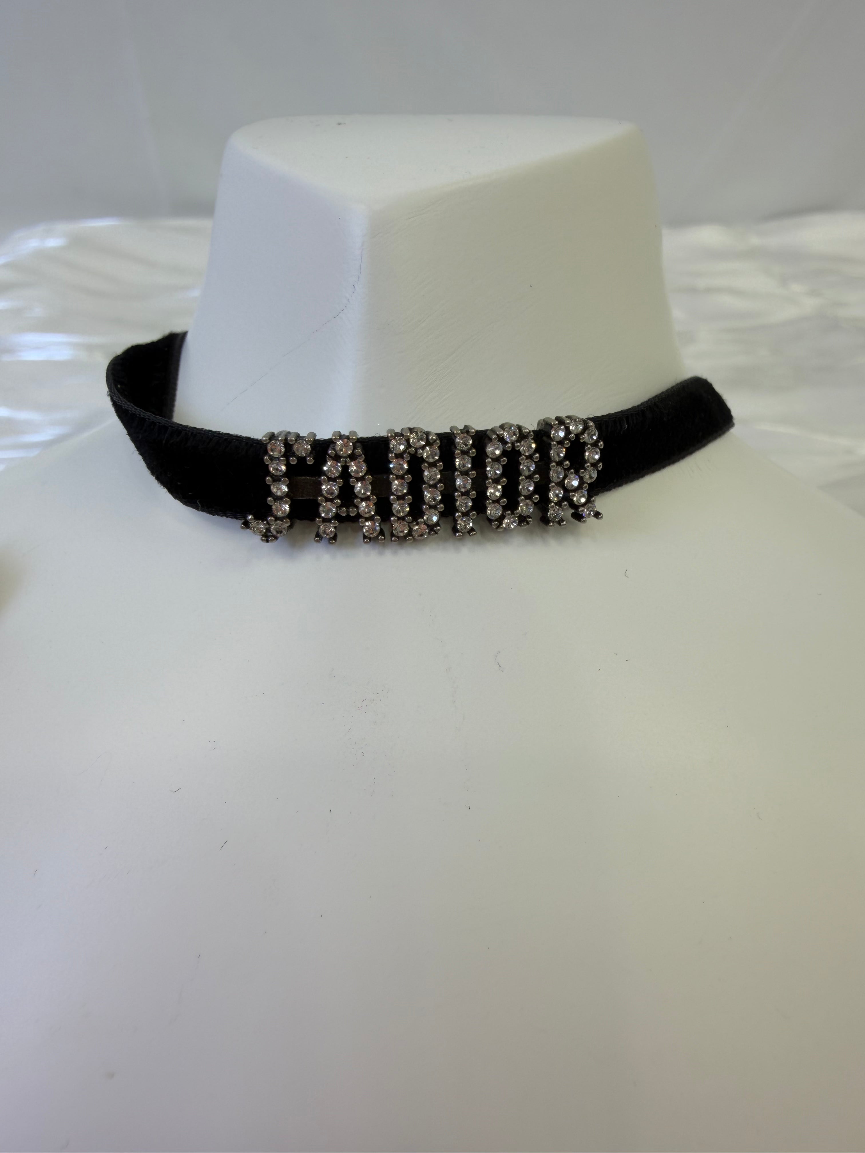 Christian Dior Black Velvet J’Adior Choker Necklace