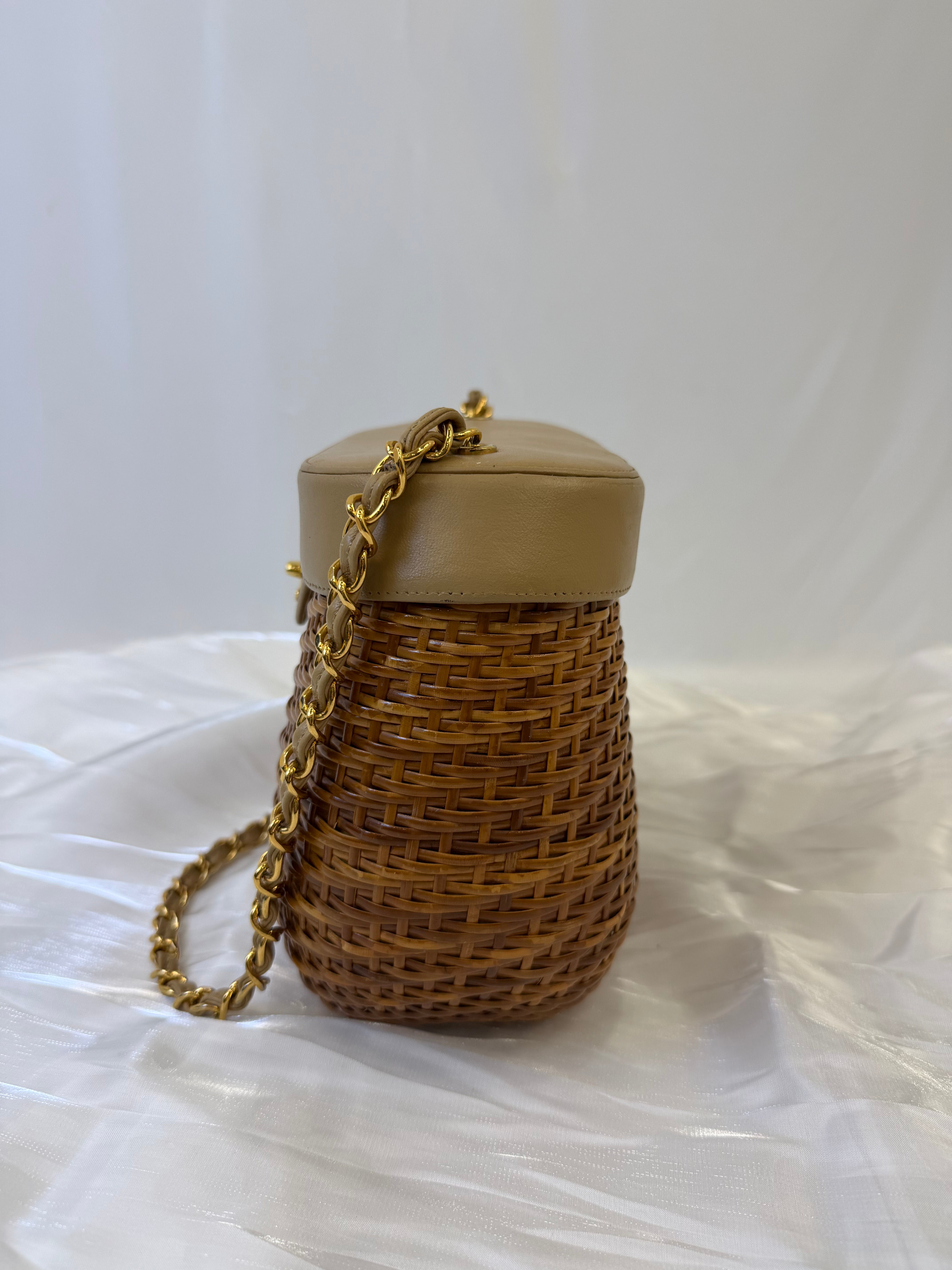 Chanel Brown Wicker Picnic Crossbody Bag