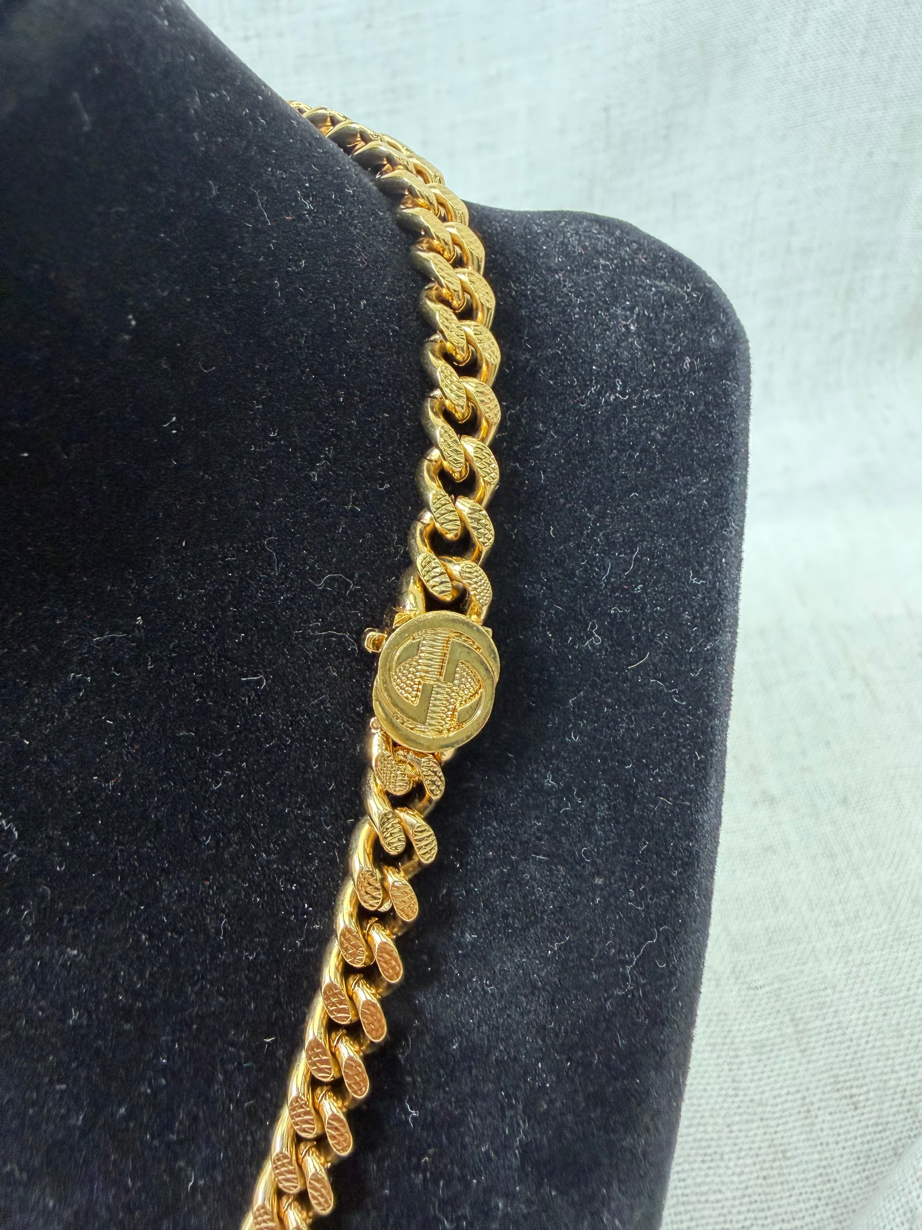 Gucci x Adidas Gold Tone Interlocking G Pendant Necklace