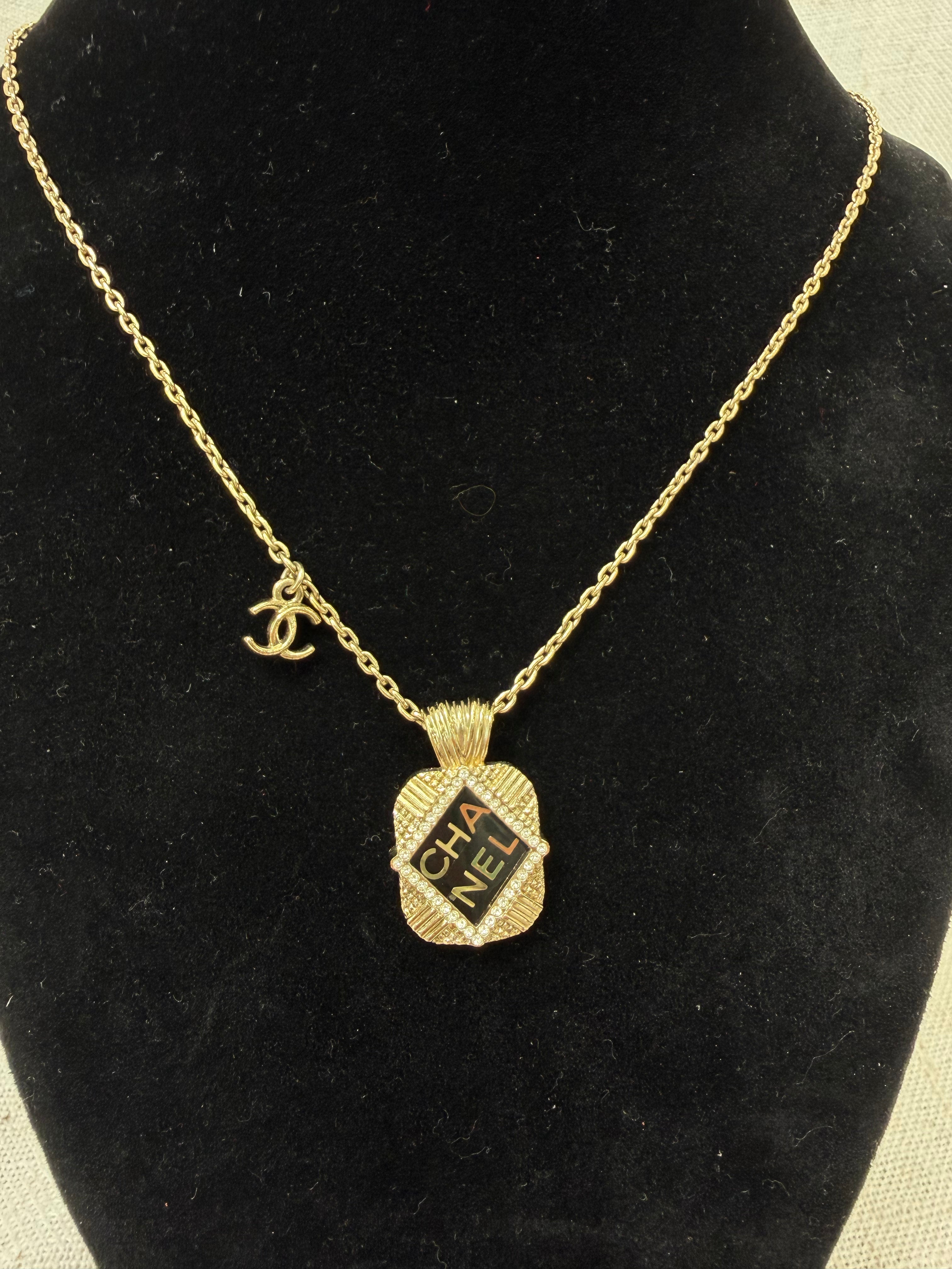 Chanel Gold Tone Coco Mark Bottle Motif Necklace