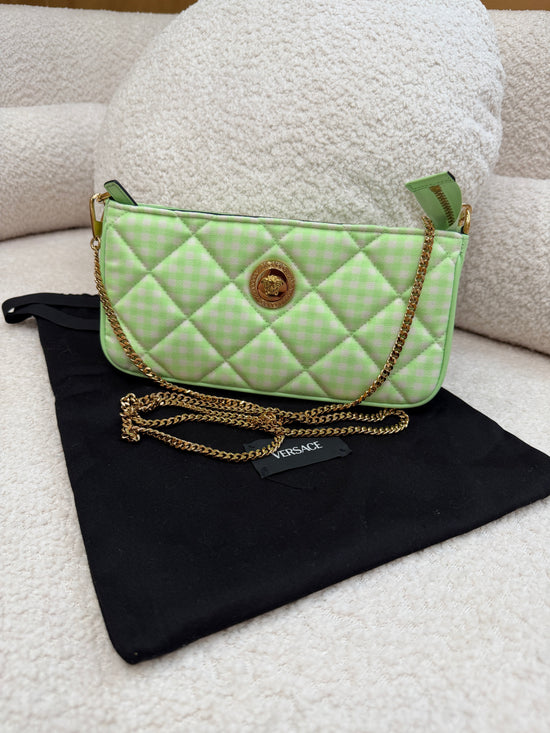 BRAND NEW- Versace Green & White Plaid Medusa Crossbody