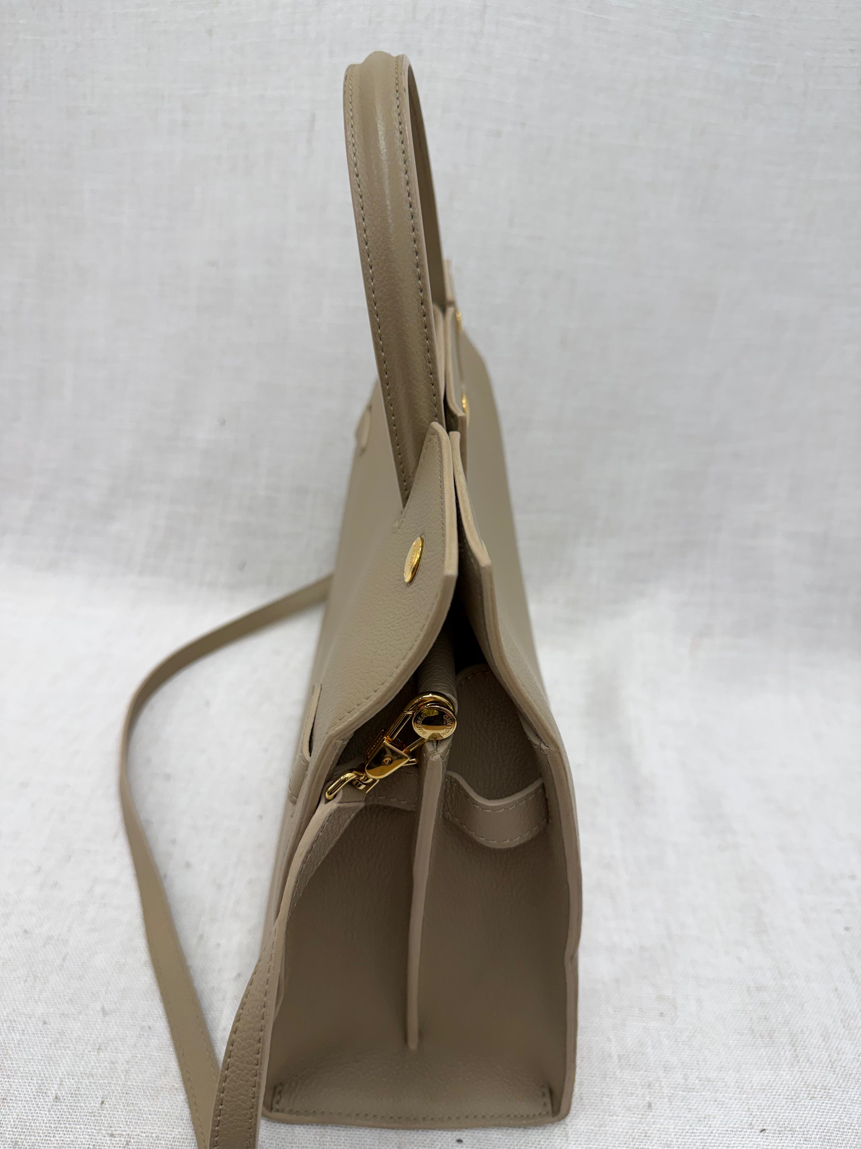 Burberry Beige Grained Leather Medium Title Bag