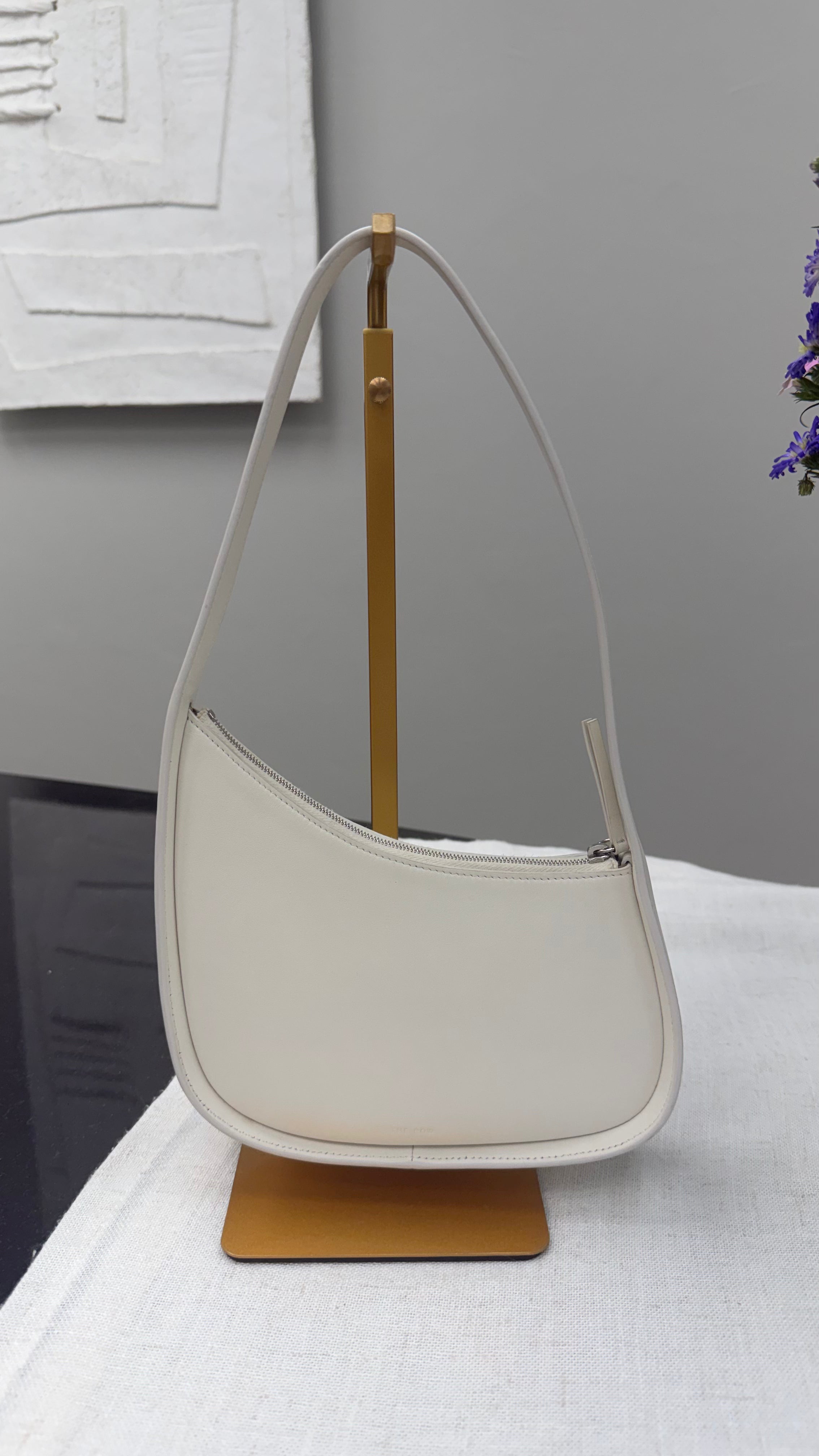 *DONS PRE DROP* The Row White Leather Half Moon Shoulder Bag