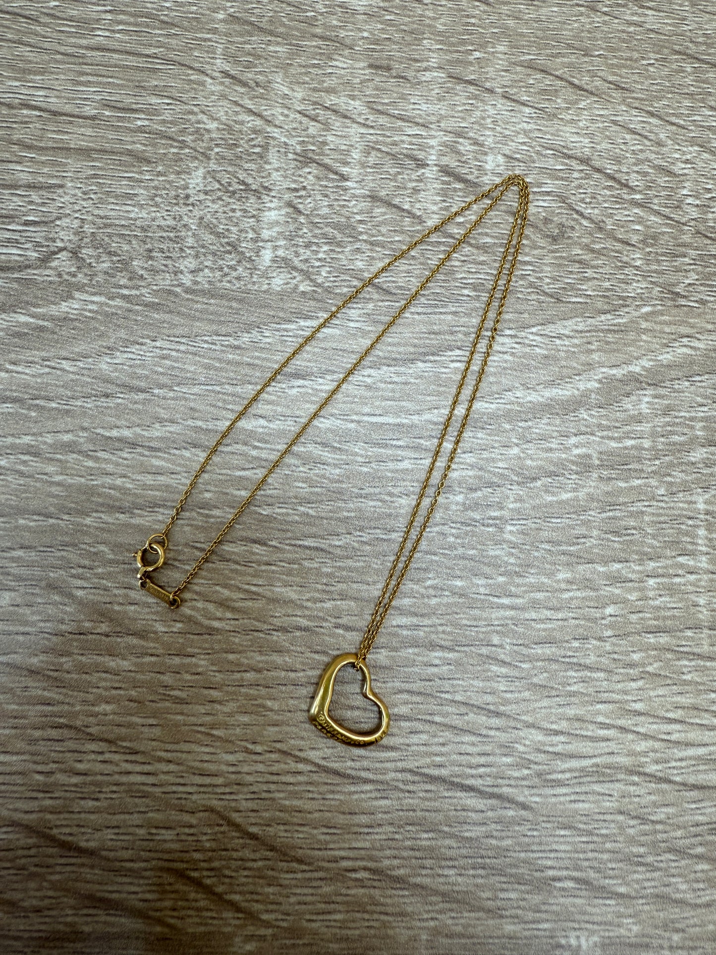 Tiffany & Co. 18k Gold Open Heart Necklace