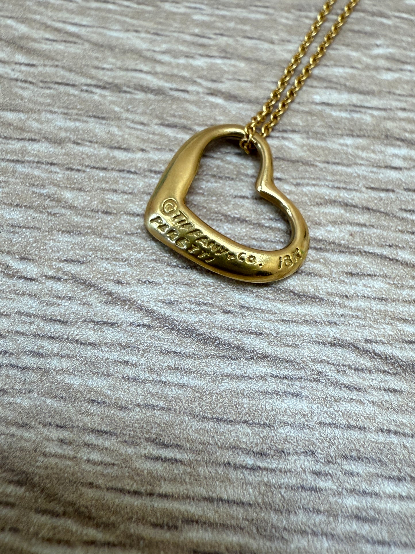 Tiffany & Co. 18k Gold Open Heart Necklace