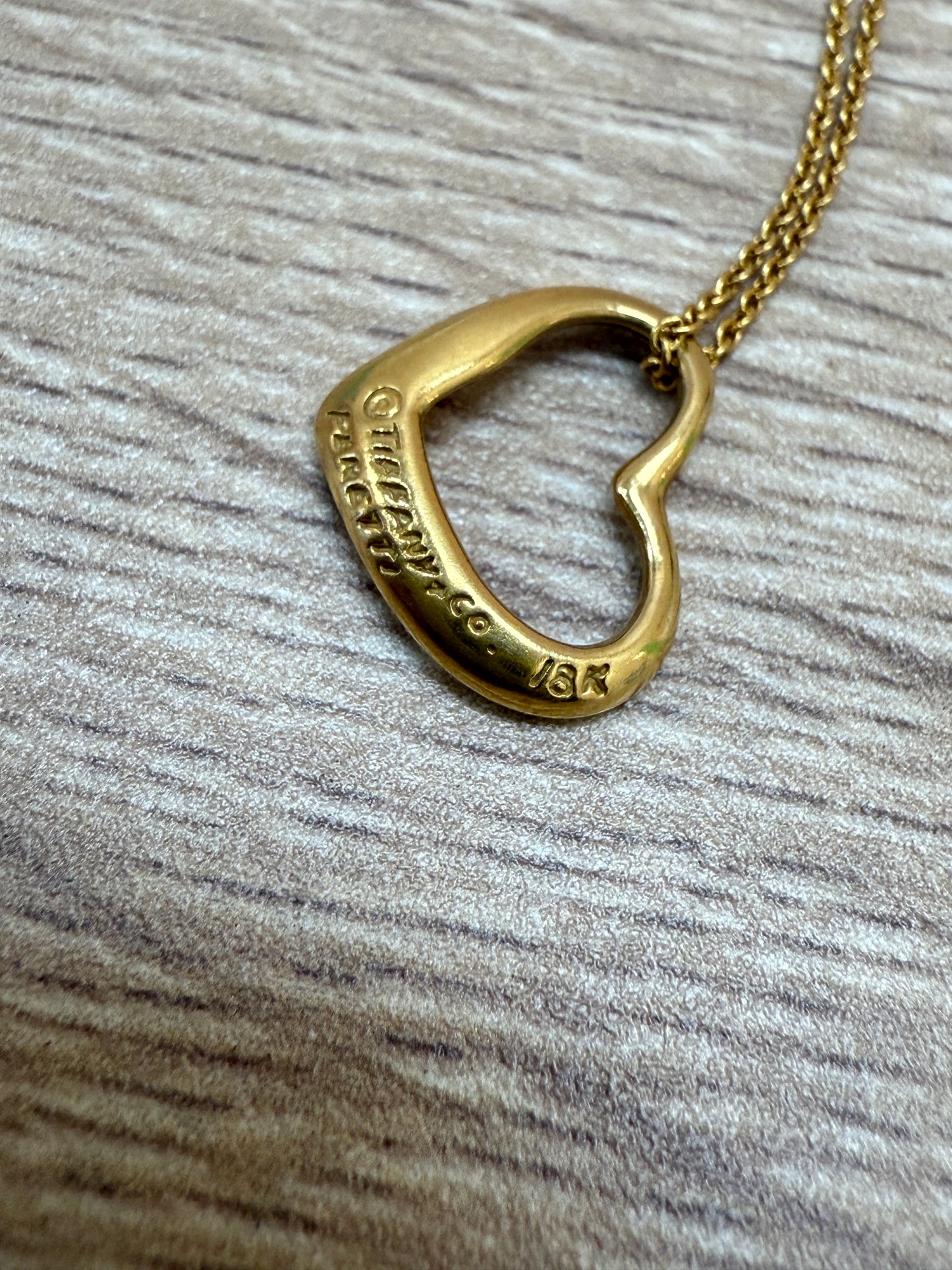 Tiffany & Co. 18k Gold Open Heart Necklace