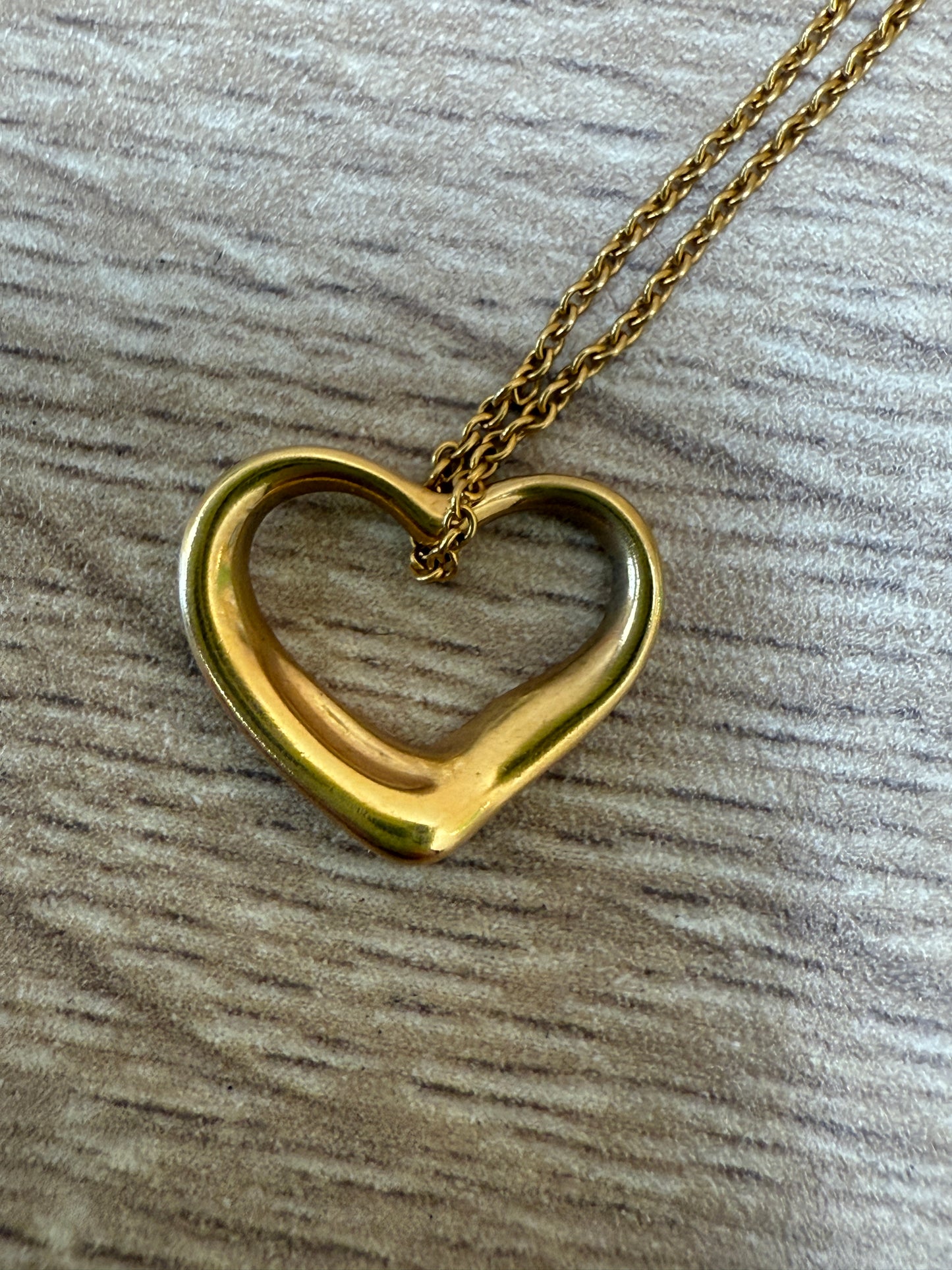 Tiffany & Co. 18k Gold Open Heart Necklace