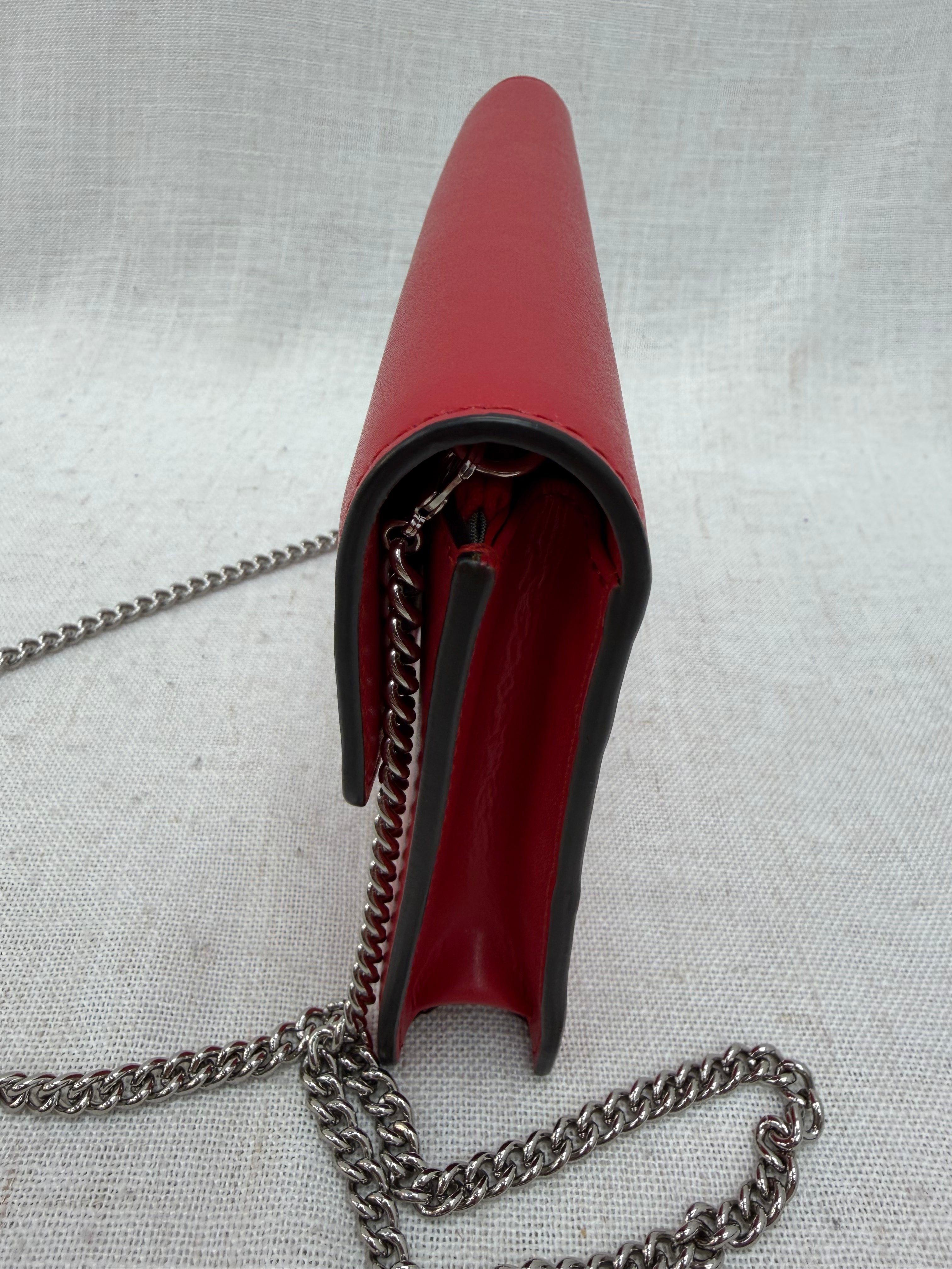 Fendi Red Leather F is Fendi Envelope Wallet on a Chain